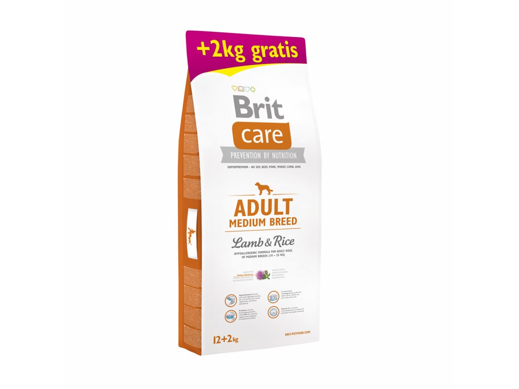 Brit Care Adult Medium Breed Lamb & Rice 12+2kg ZADARMO