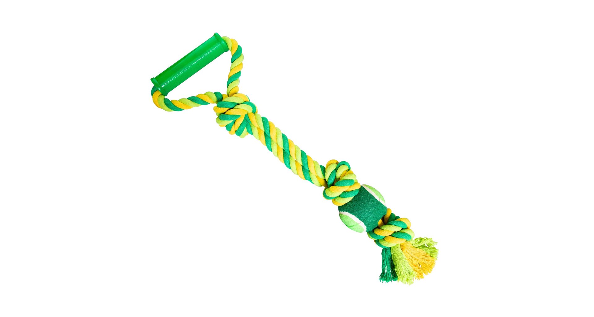 Preťahovadlo s rukoväťou HipHop 3 uzly, tenisák 45 cm / 310 g limetová, zelená