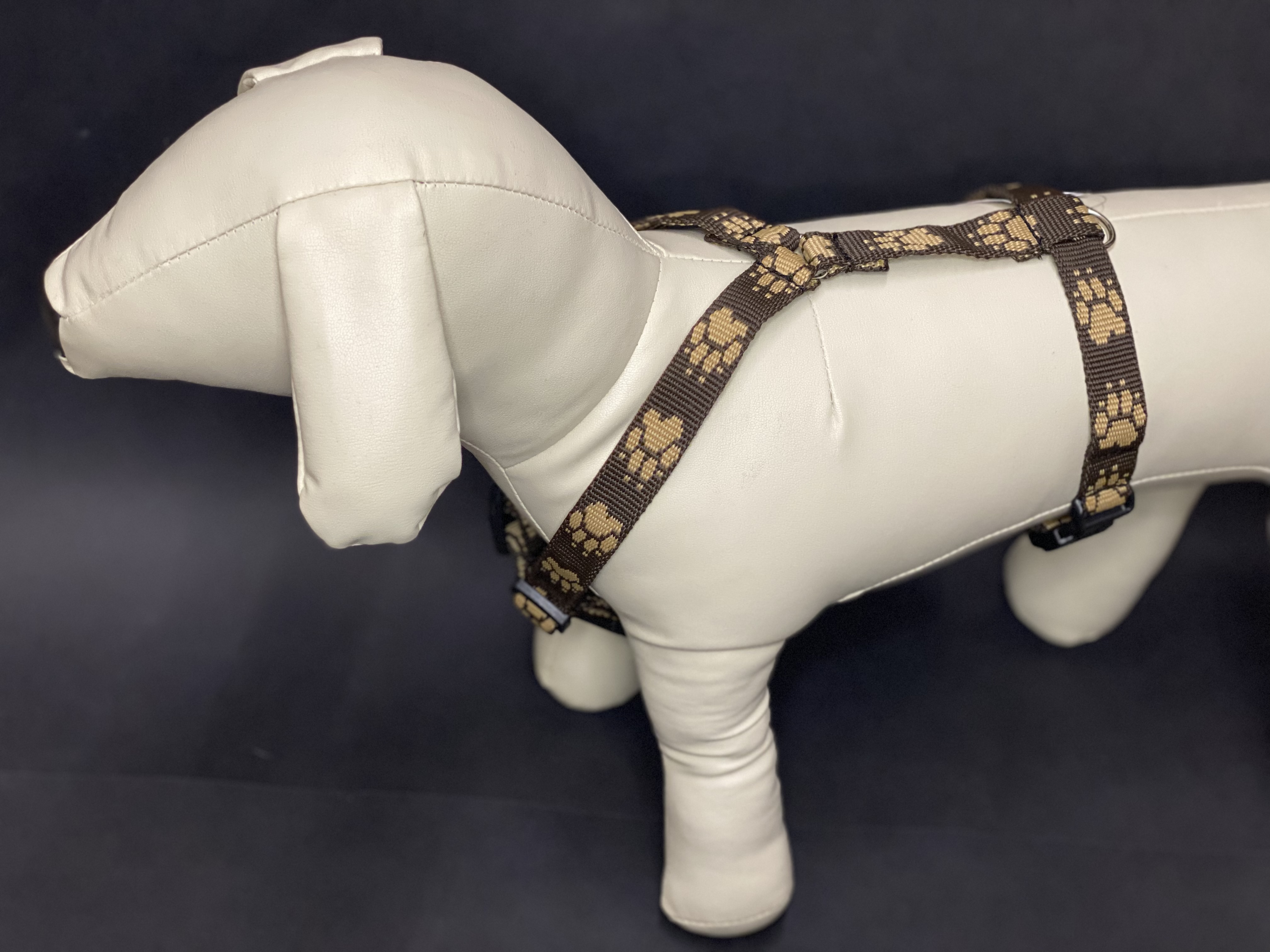 Palkar klasický postroj pre psov 28 cm - 45 cm veľ. 2 hnedá s labkami