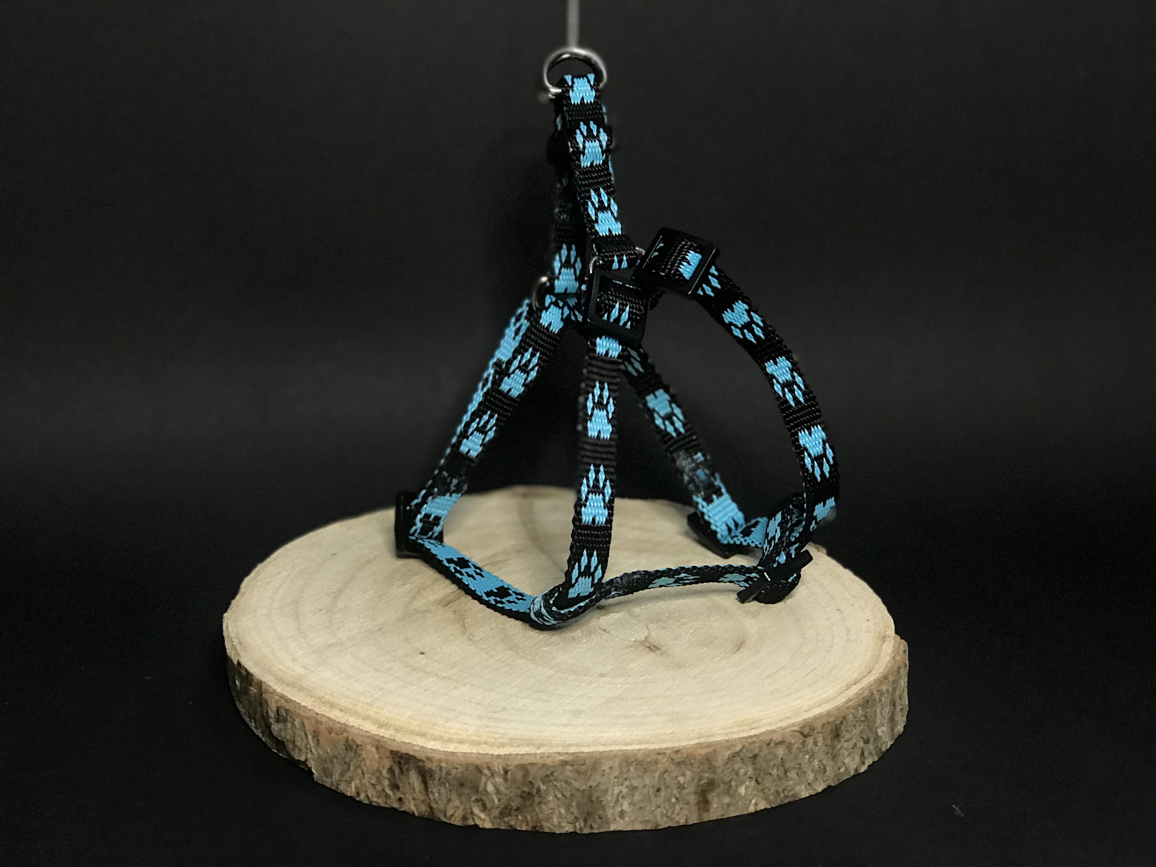 Palkar motýlik postroj pre psov 28 cm - 40 cm veľ. 1 čierno-svetlo-modrá s labkami