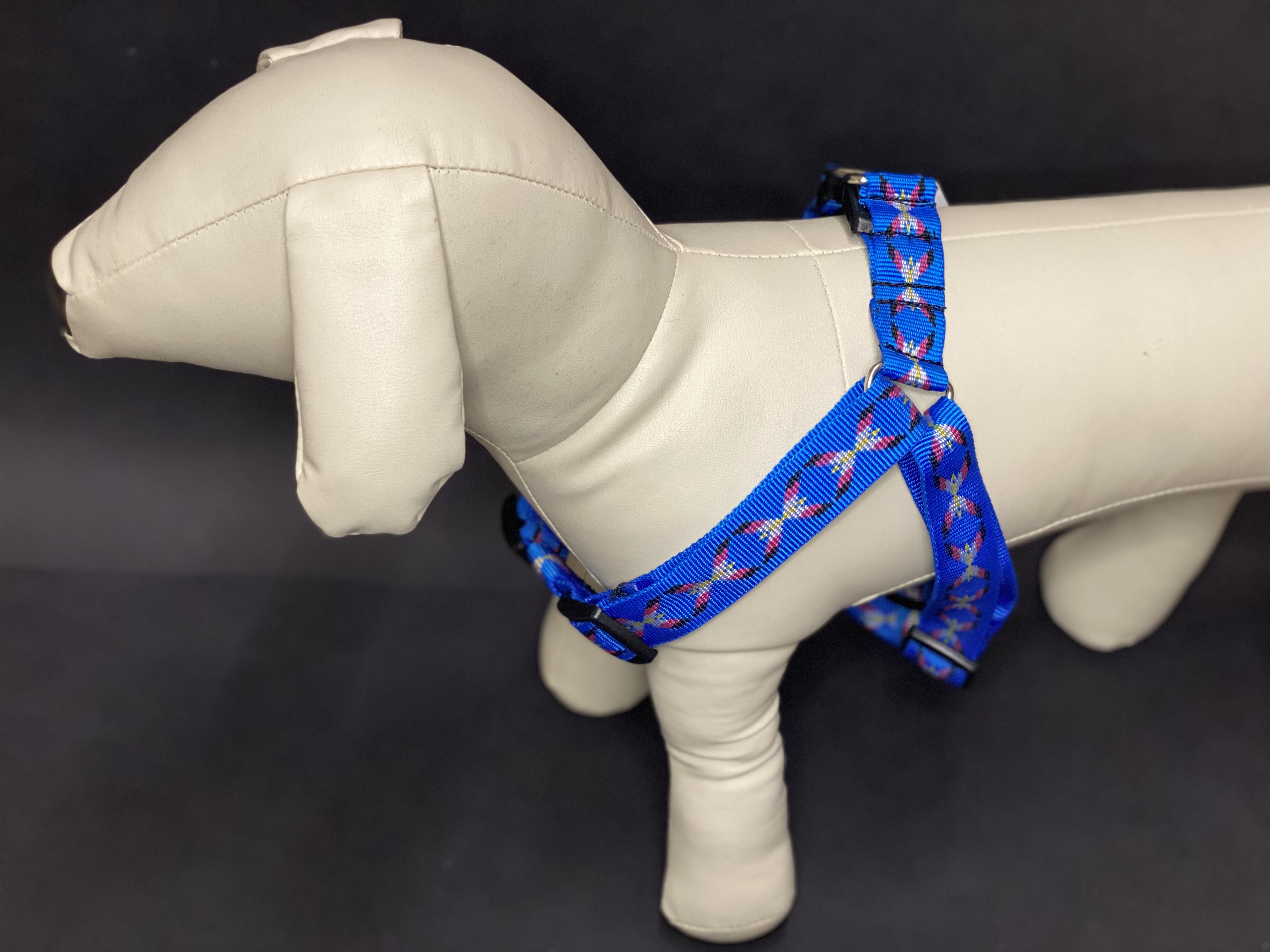 Palkar motýlik postroj pre psov 48 cm - 72 cm veľ. 4 modrá s indiánom