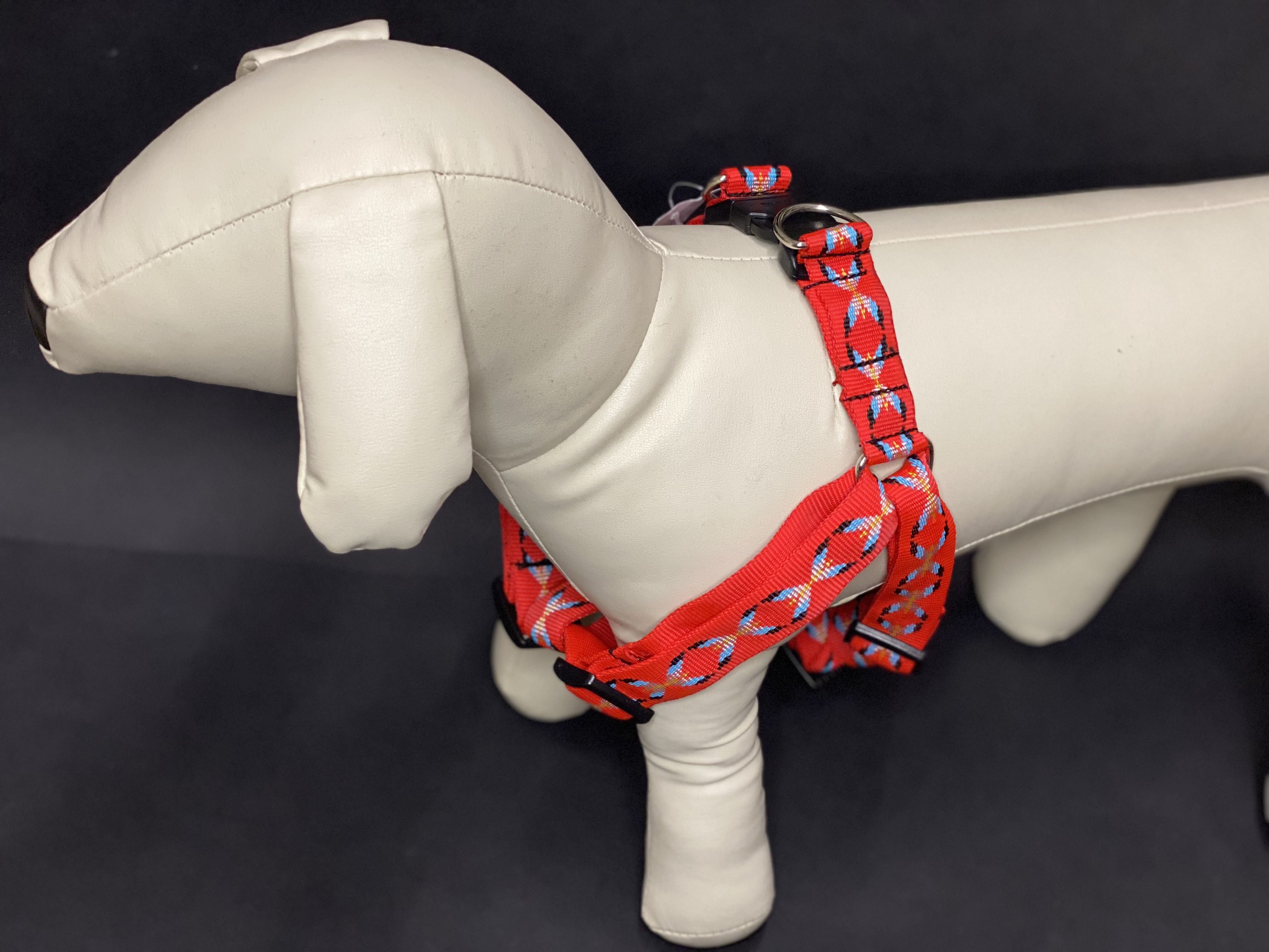 Palkar motýlik postroj pre psov 58 cm - 87 cm veľ. 5 červená s indiánom