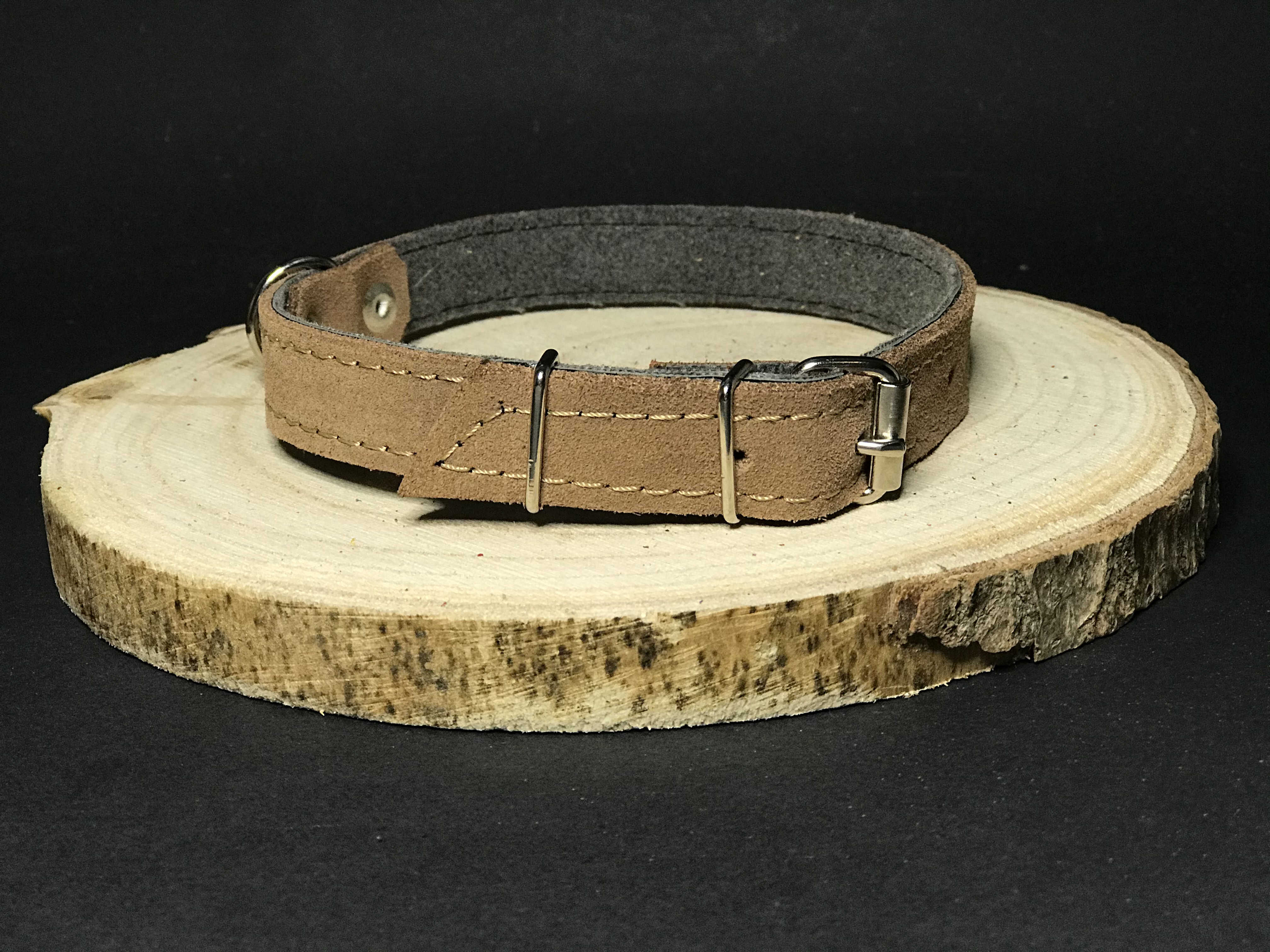 Palkar obojok z velúrovej kože pre psov 40 cm x 18 mm béžová