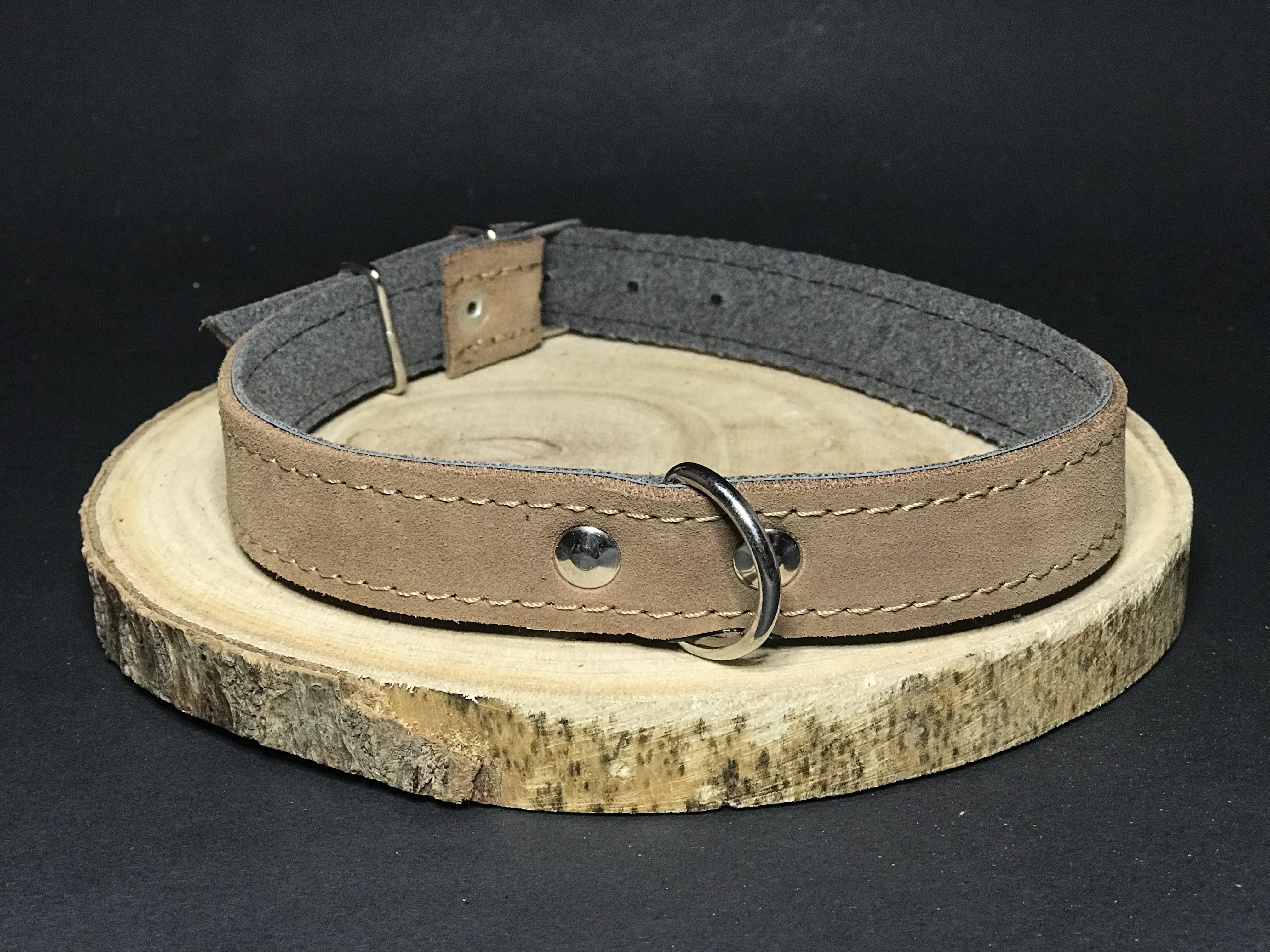 Palkar obojok z velúrovej kože pre psov 50 cm x 22 mm béžová