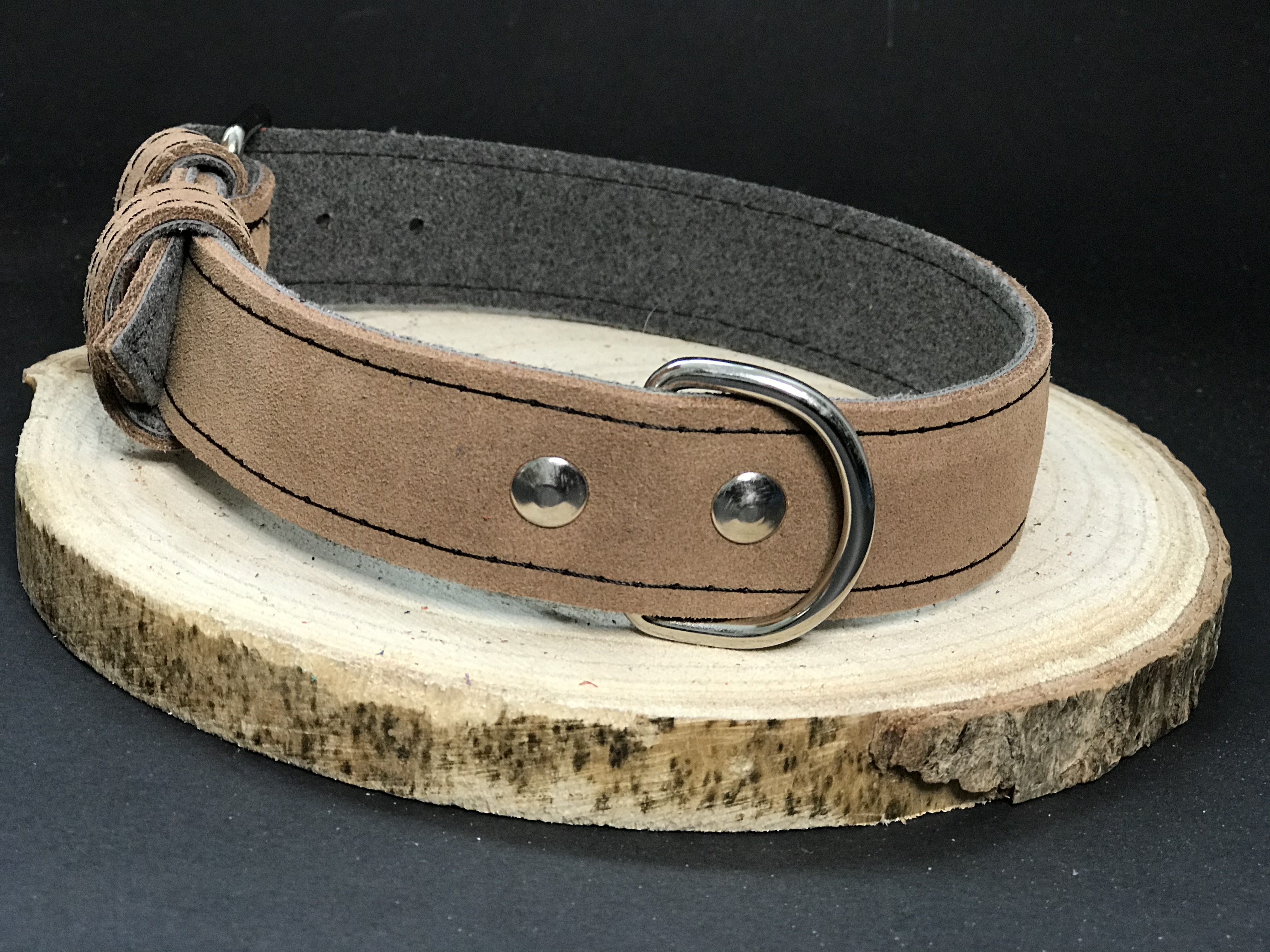 Palkar obojok z velúrovej kože pre psov 50 cm x 30 mm béžová