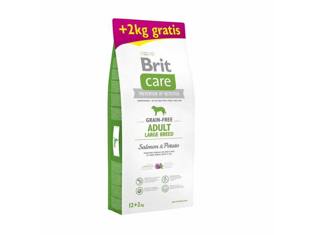 Brit Care Grain-free Adult Large Breed Salmon & Potato 12+2kg ZADARMO
