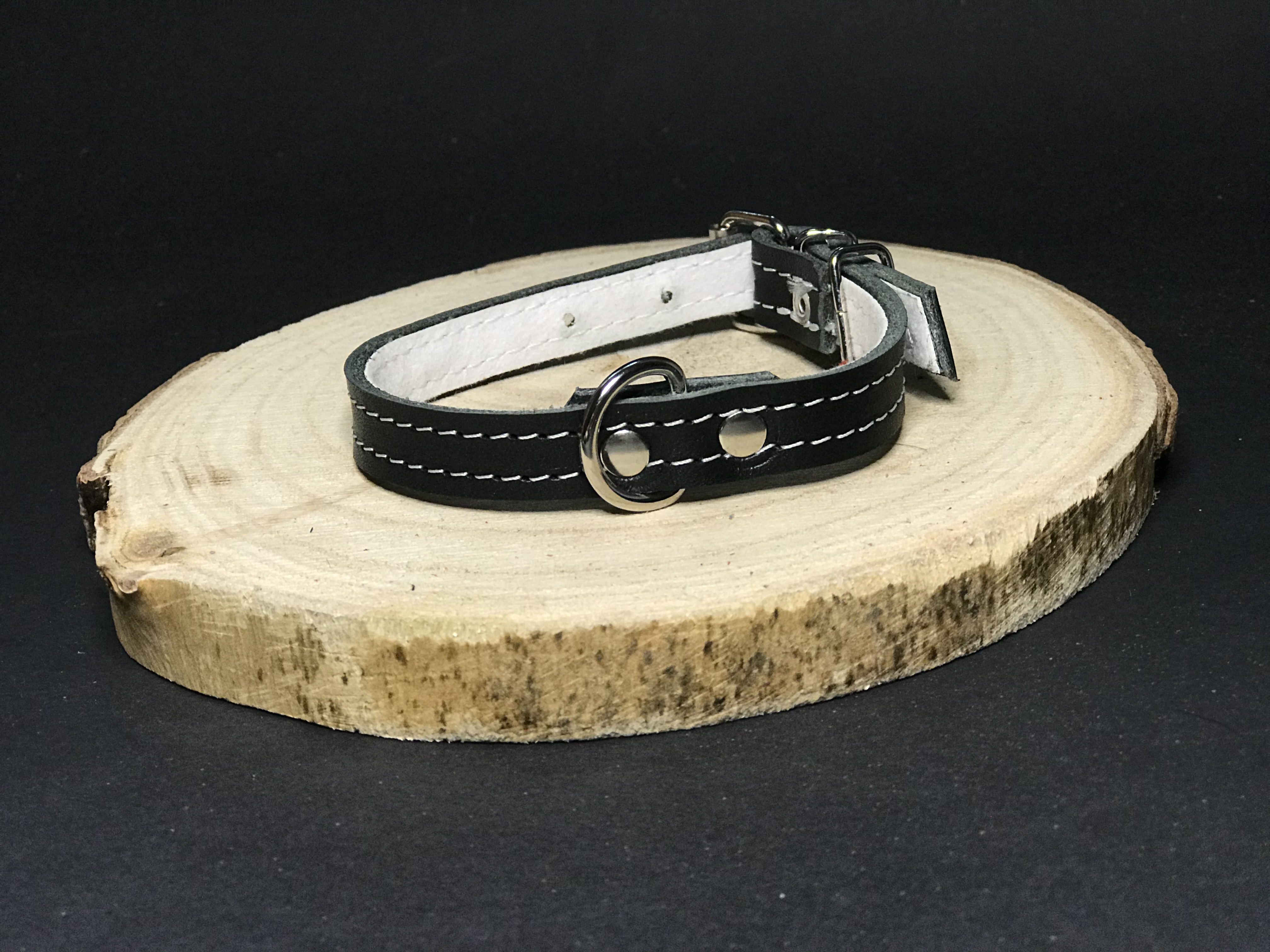 Palkar obojok z kože hladenice pre psov 30 cm x 14 mm čierna
