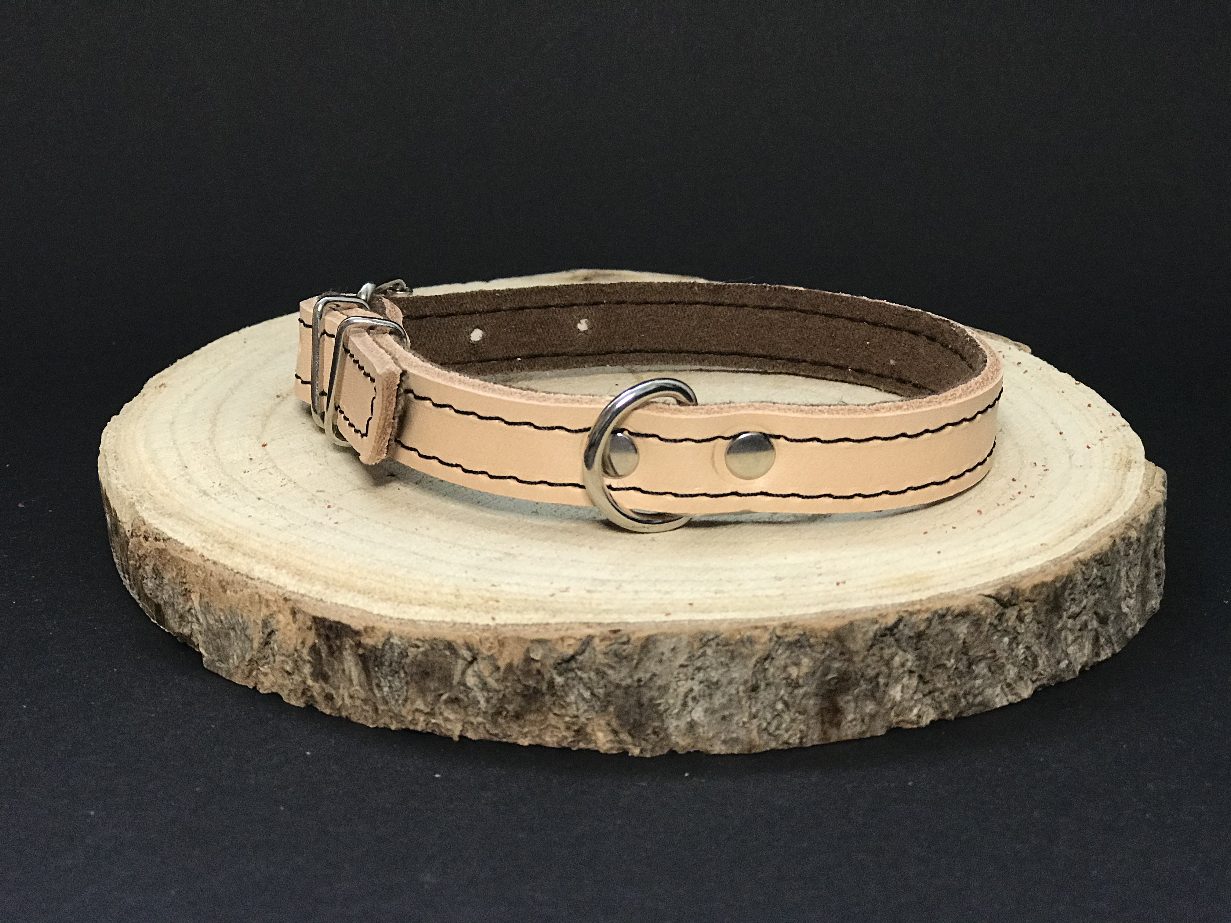 Palkar obojok z kože hladenice pre psov 35 cm x 14 mm prírodný