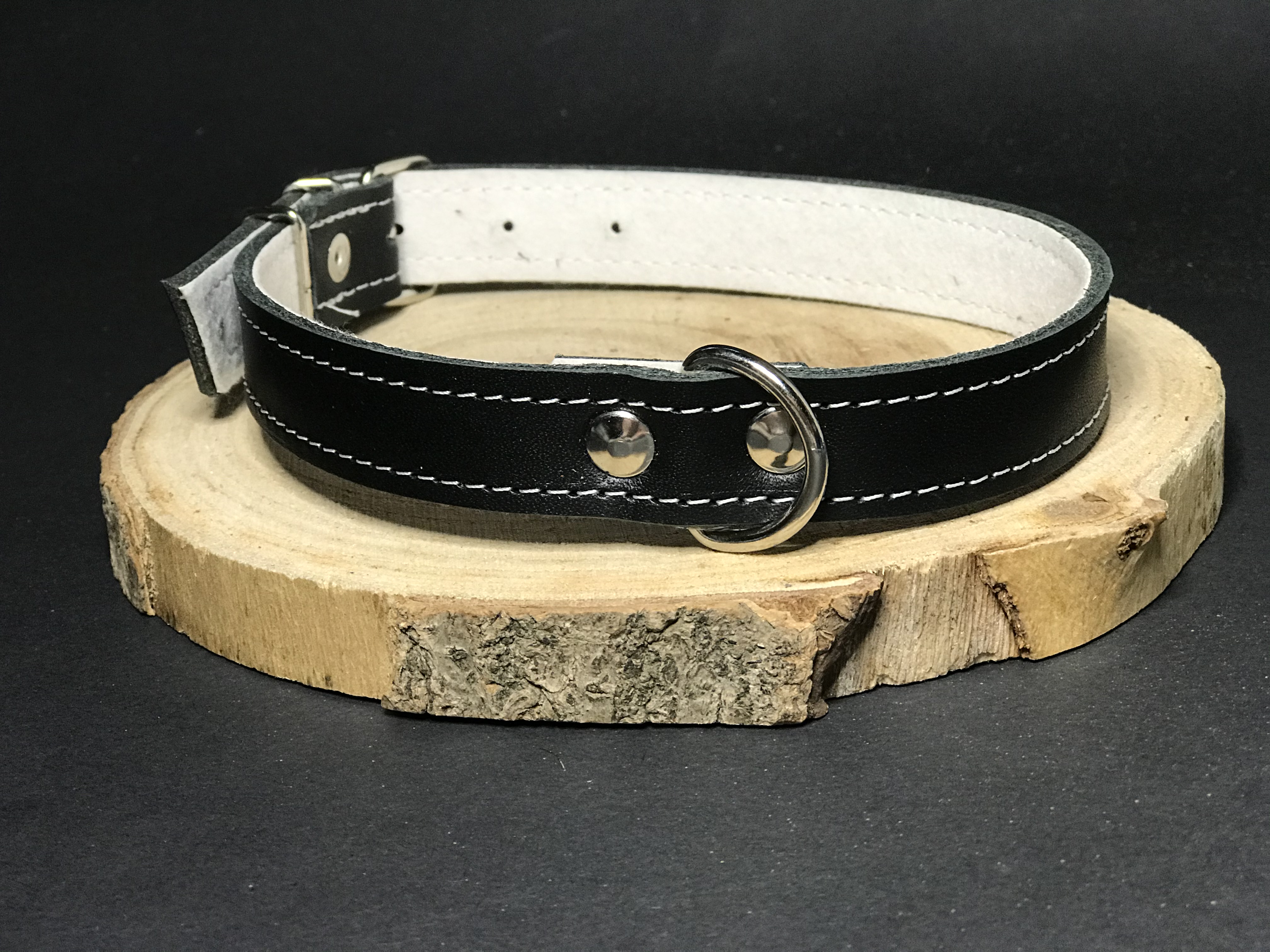 Palkar obojok z kože hladenice pre psov 50 cm x 22 mm čierny