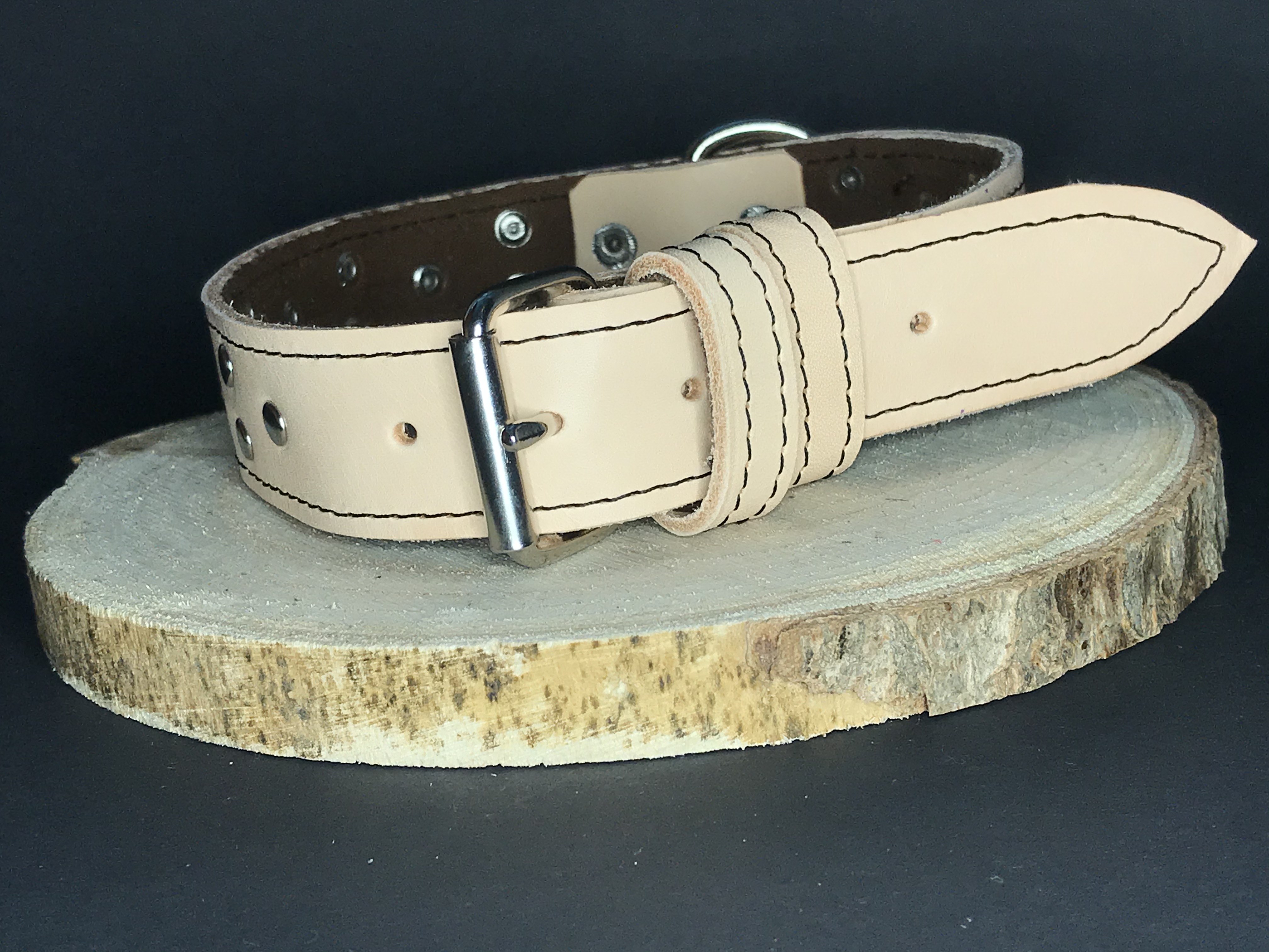 Palkar obojok z kože hladenice pre psov 50 cm x 30 mm prírodný