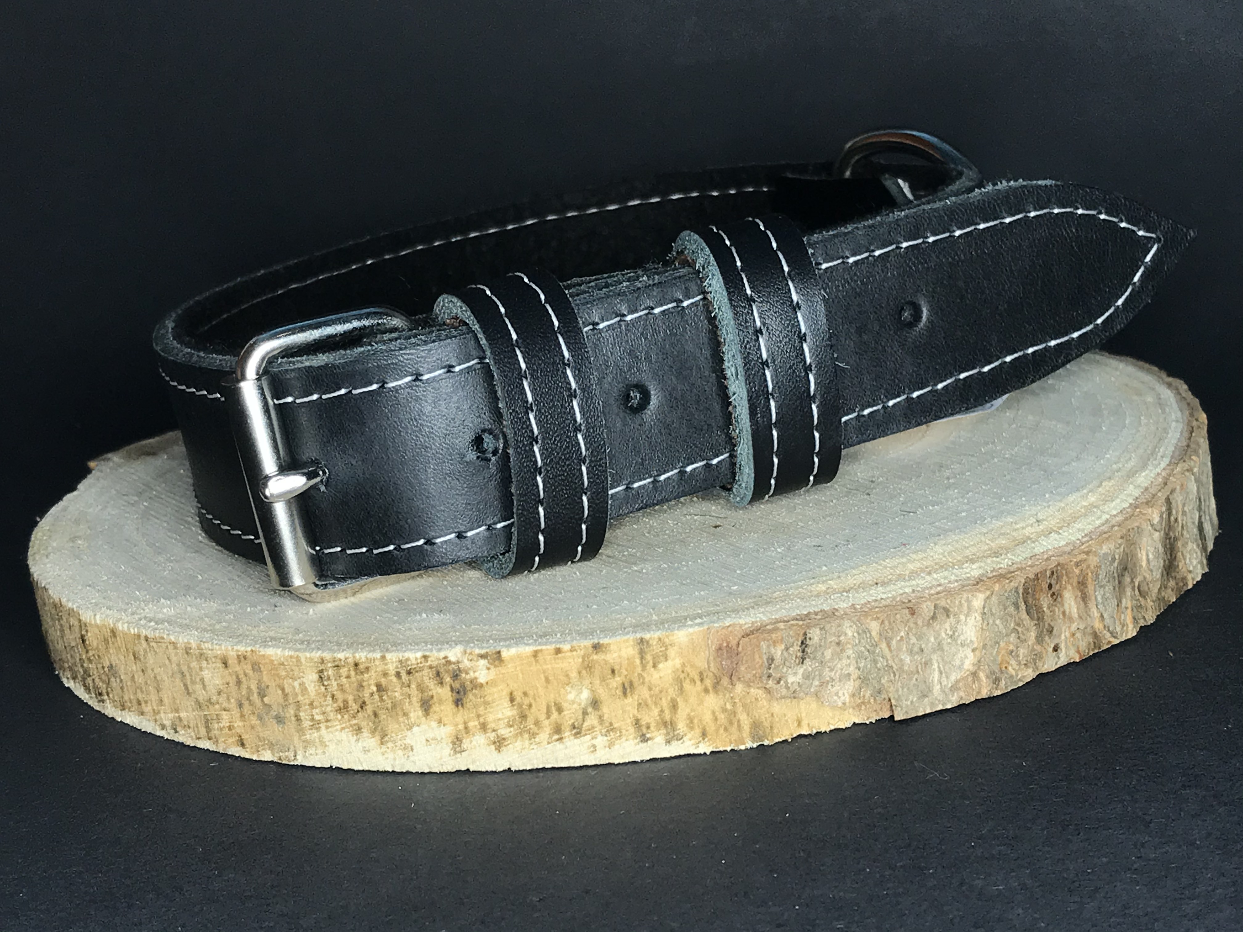 Palkar obojok z kože hladenice pre psov 50 cm x 30 mm čierny