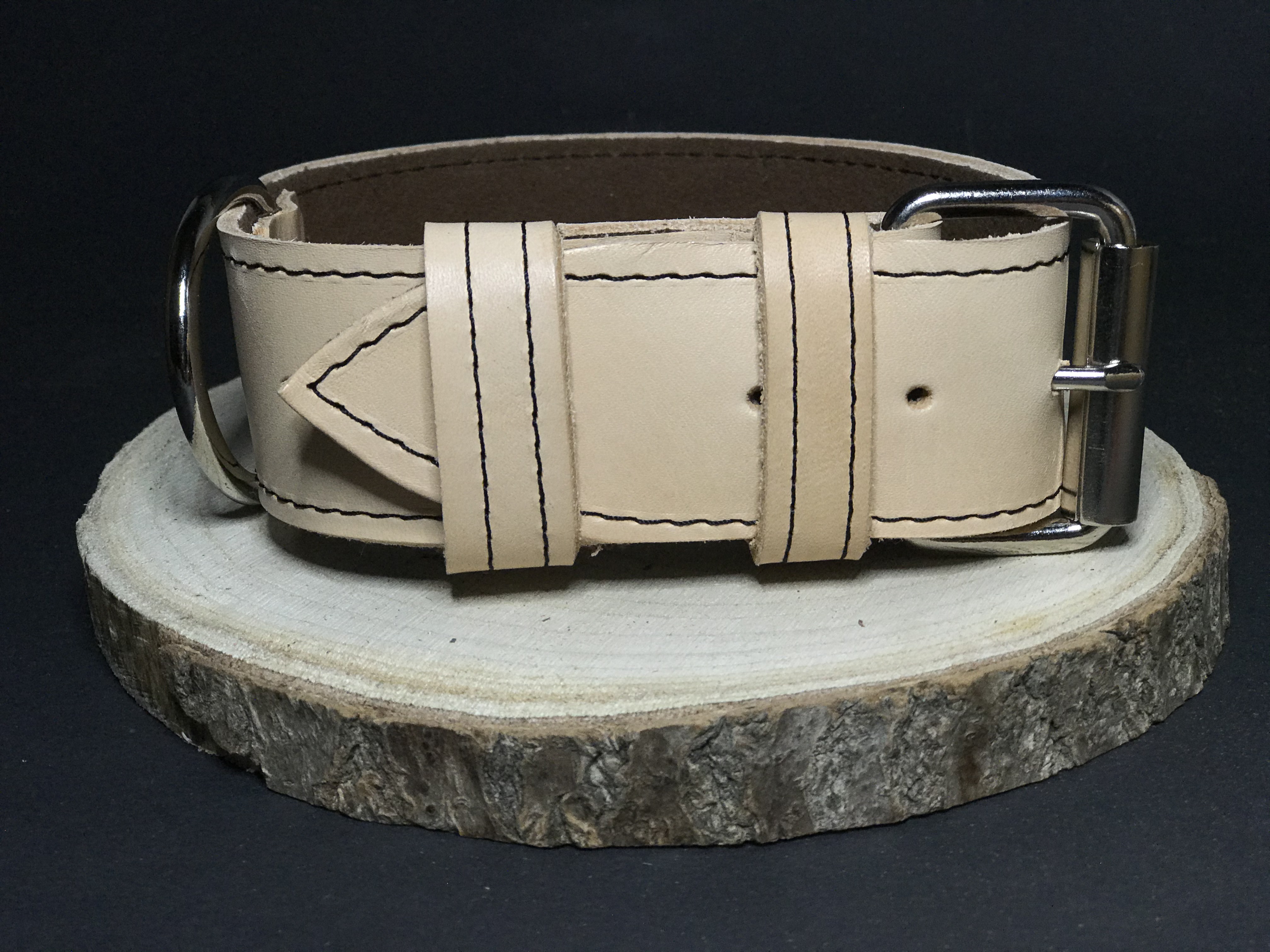 Palkar obojok z kože hladenice pre psov 50 cm x 40 mm prírodný