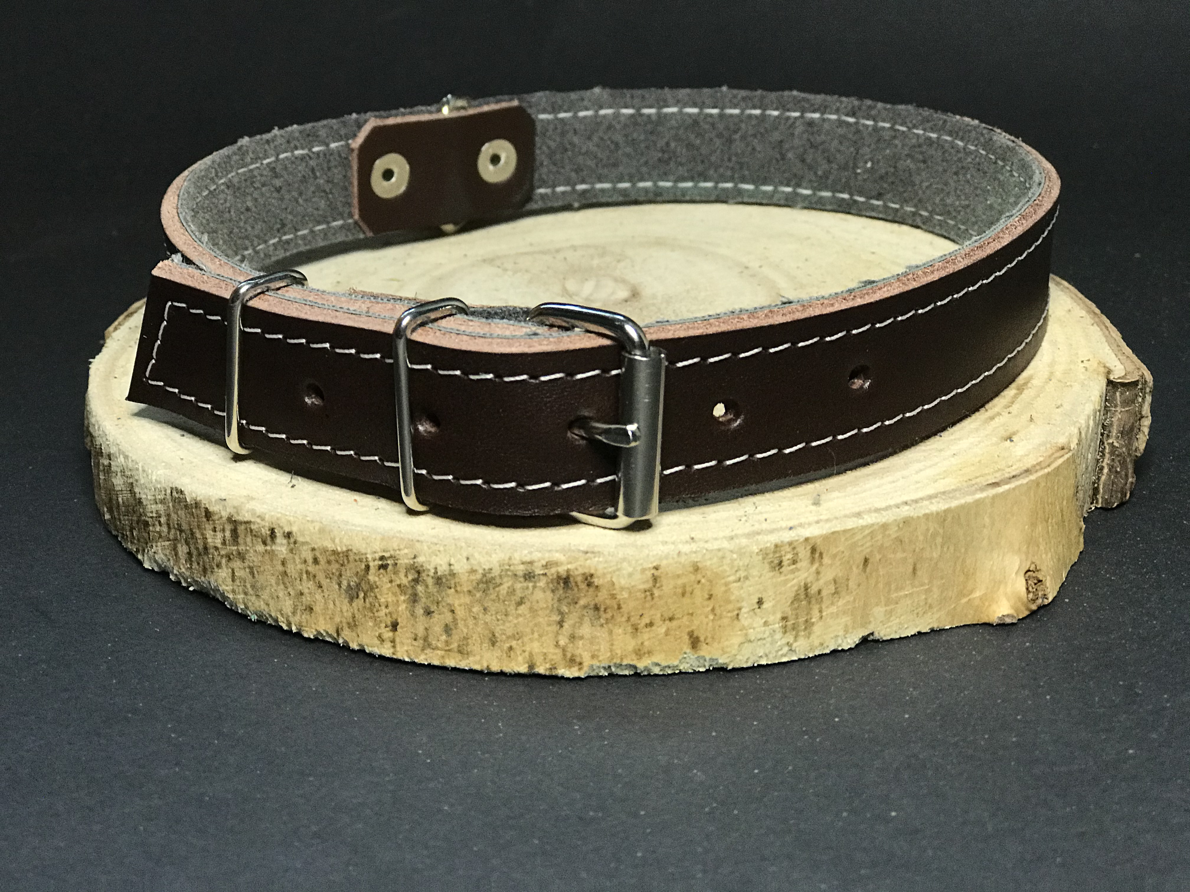 Palkar obojok z kože hladenice pre psov 55 cm x 22 mm hnedý