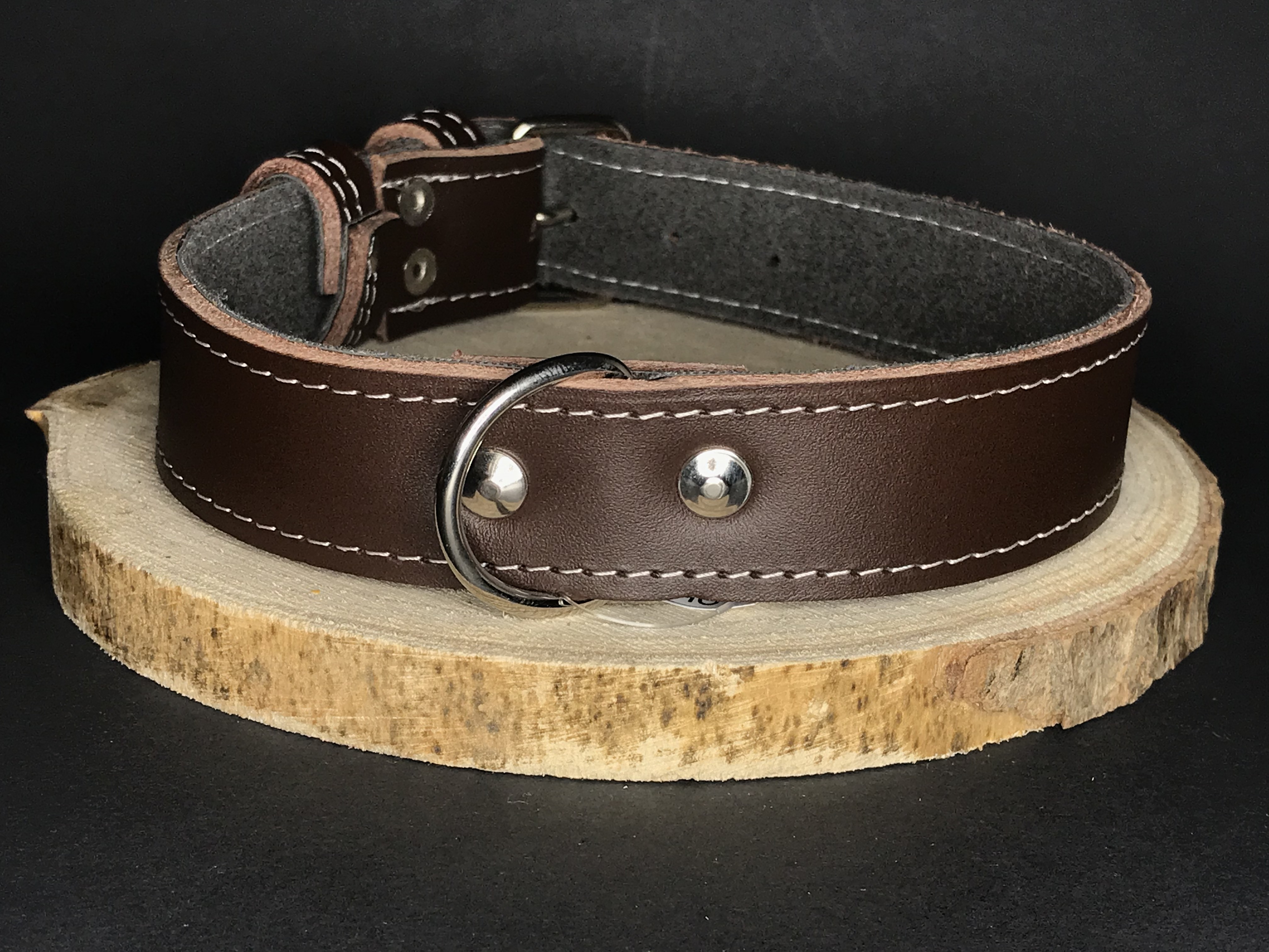 Palkar obojok z kože hladenice pre psov 55 cm x 30 mm hnedý