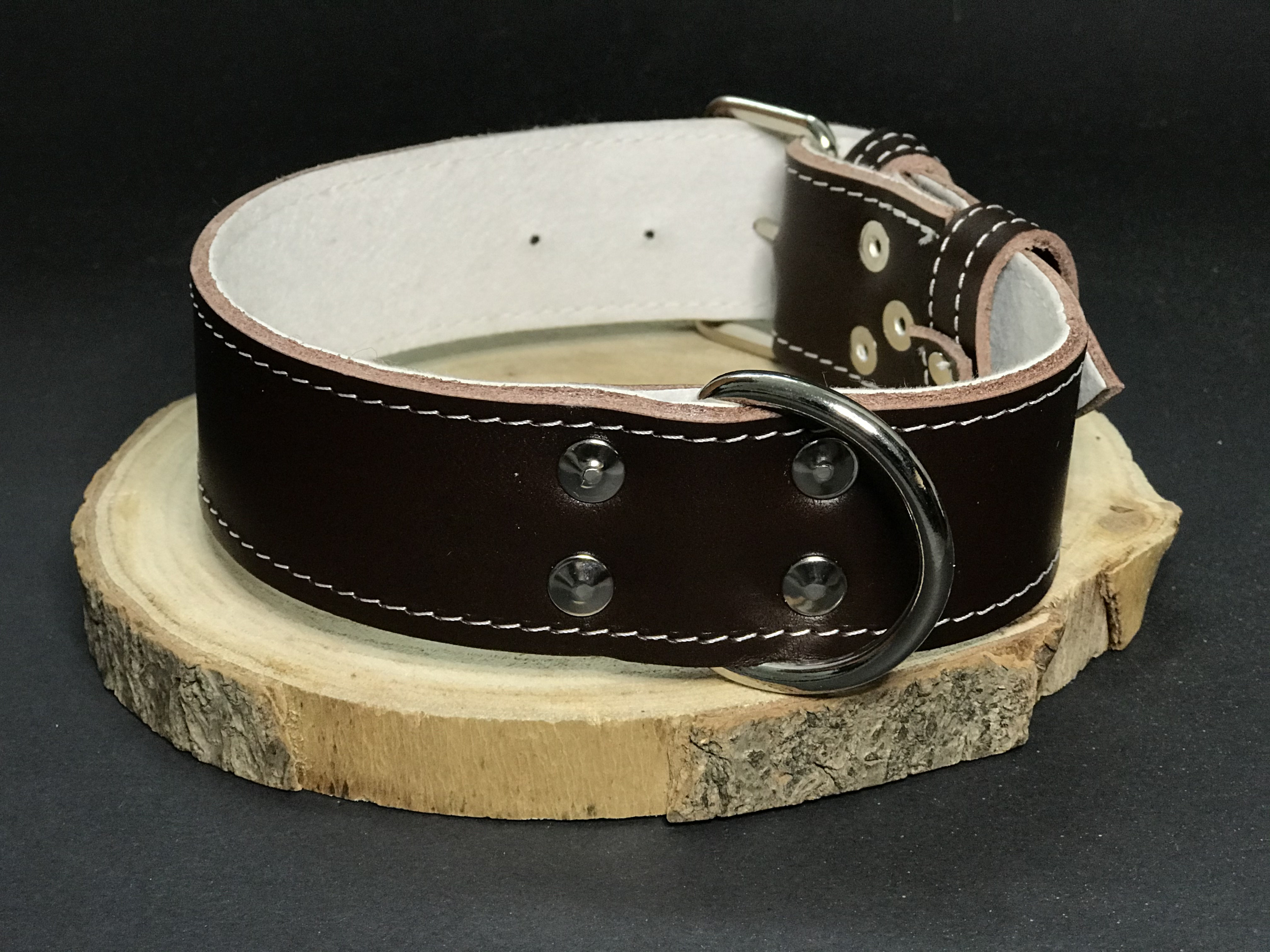 Palkar obojok z kože hladenice pre psov 55 cm x 40 mm hnedý