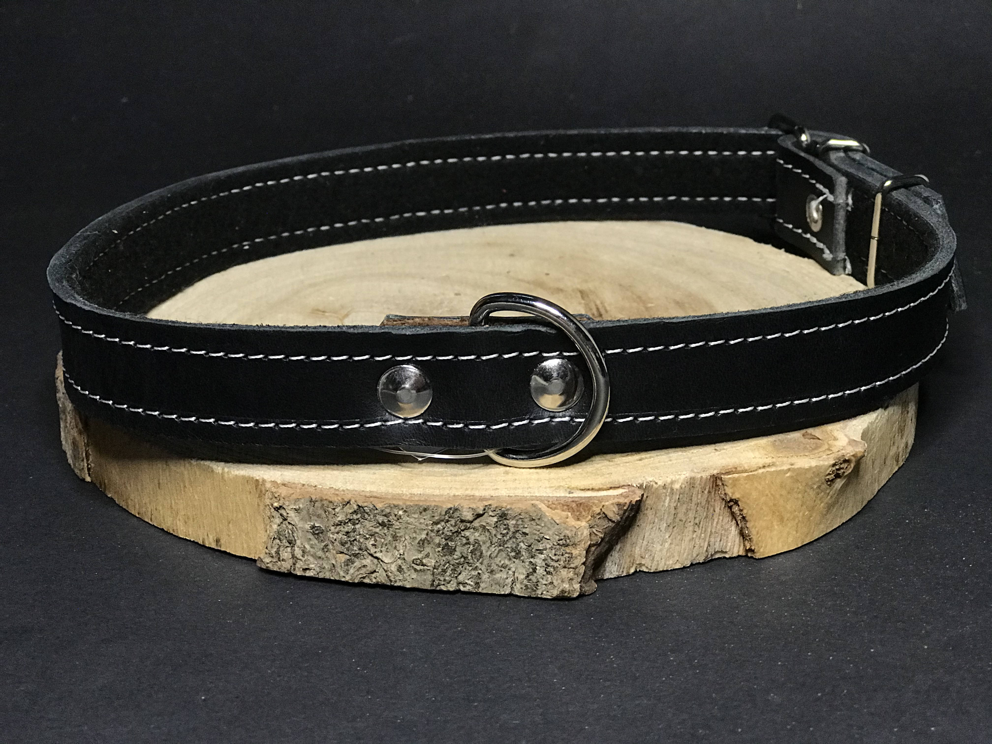 Palkar obojok z kože hladenice pre psov 60 cm x 24 mm čierny