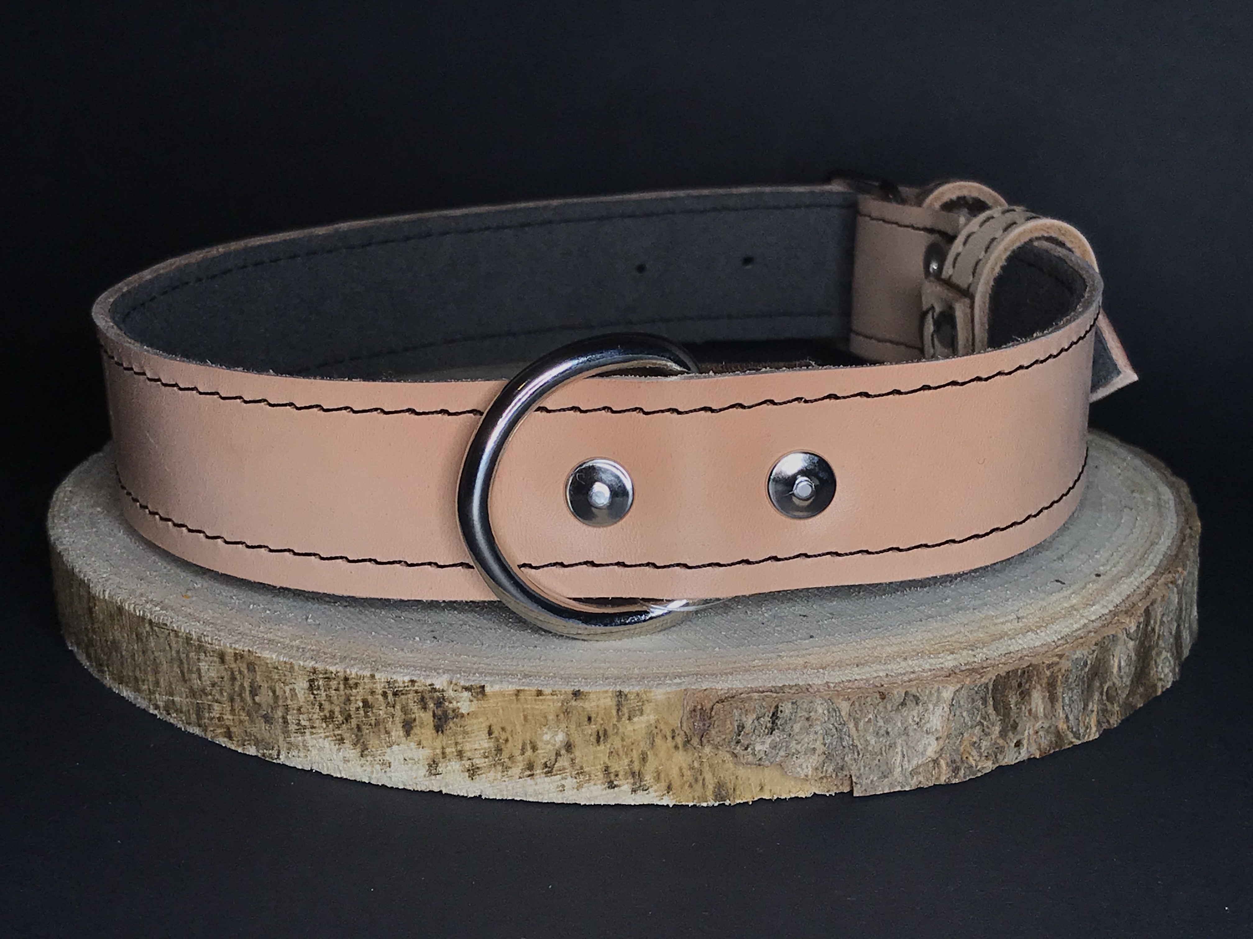 Palkar obojok z kože hladenice pre psov 60 cm x 30 mm prírodný