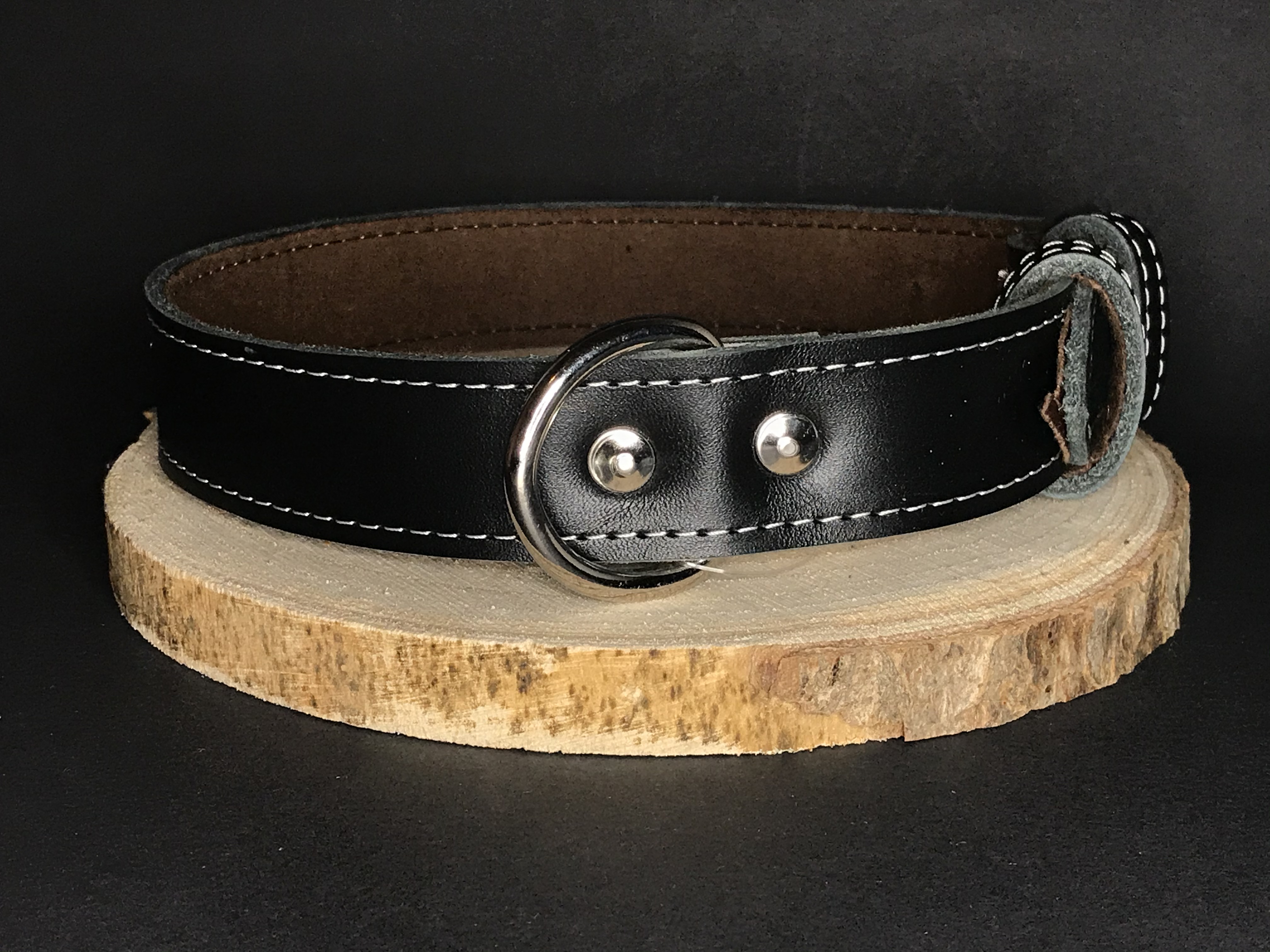 Palkar obojok z kože hladenice pre psov 60 cm x 30 mm čierny