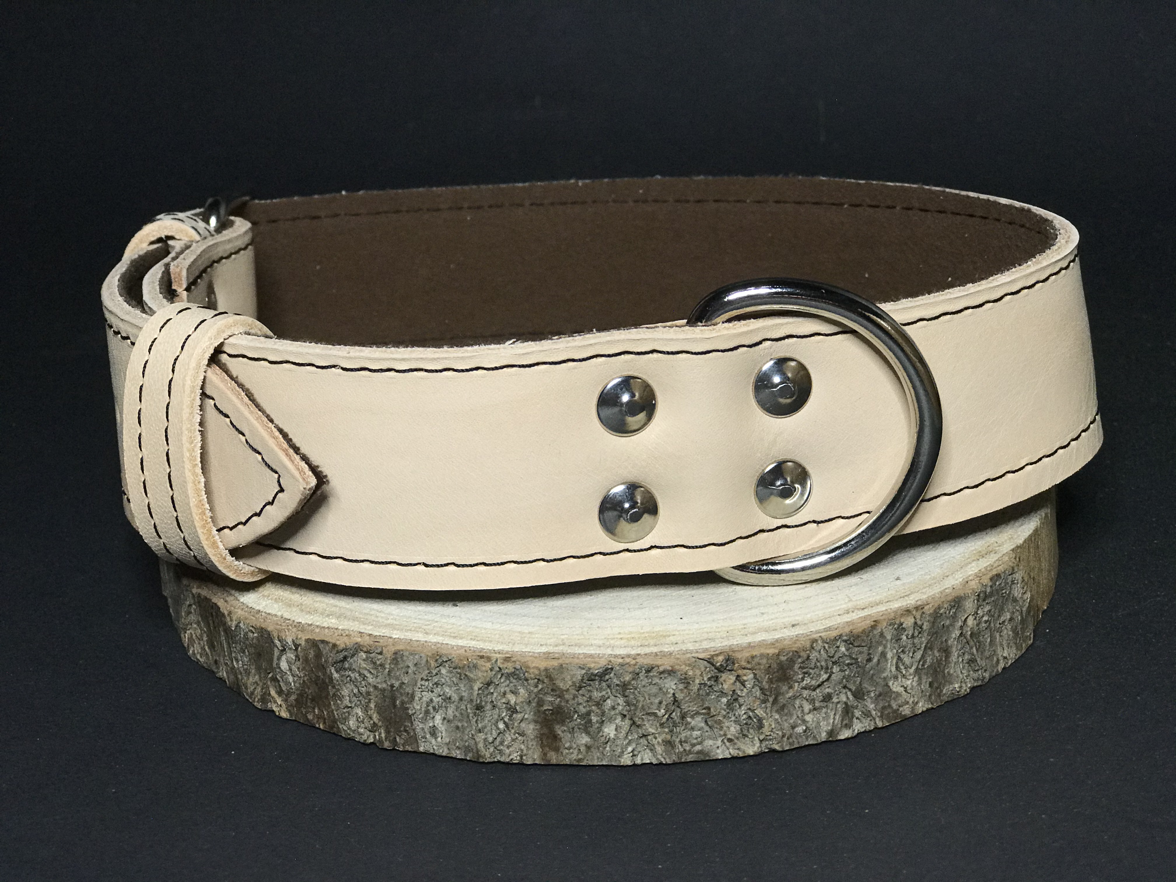 Palkar obojok z kože hladenice pre psov 65 cm x 40 mm prírodný