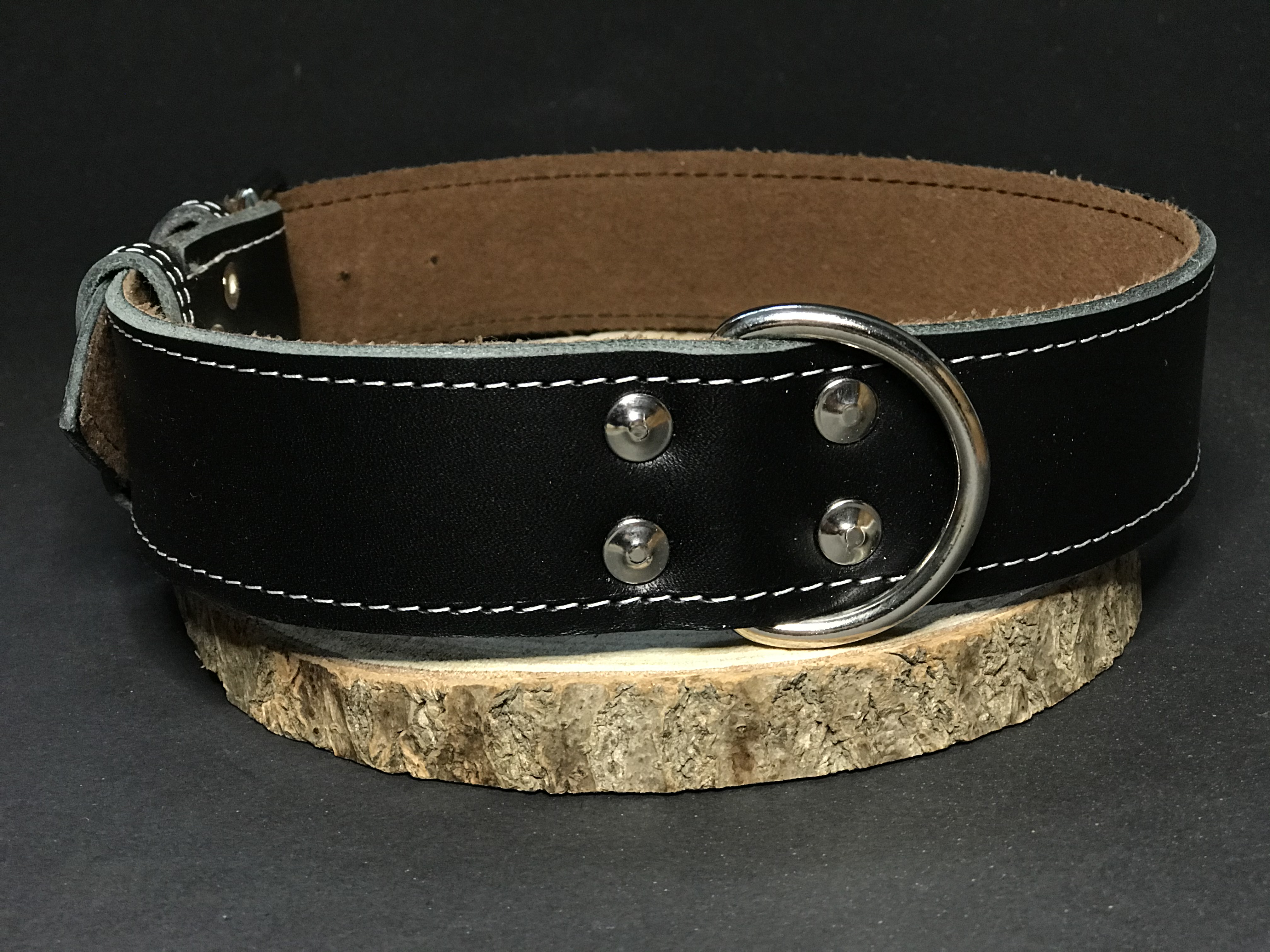 Palkar obojok z kože hladenice pre psov 70 cm x 40 mm čierny