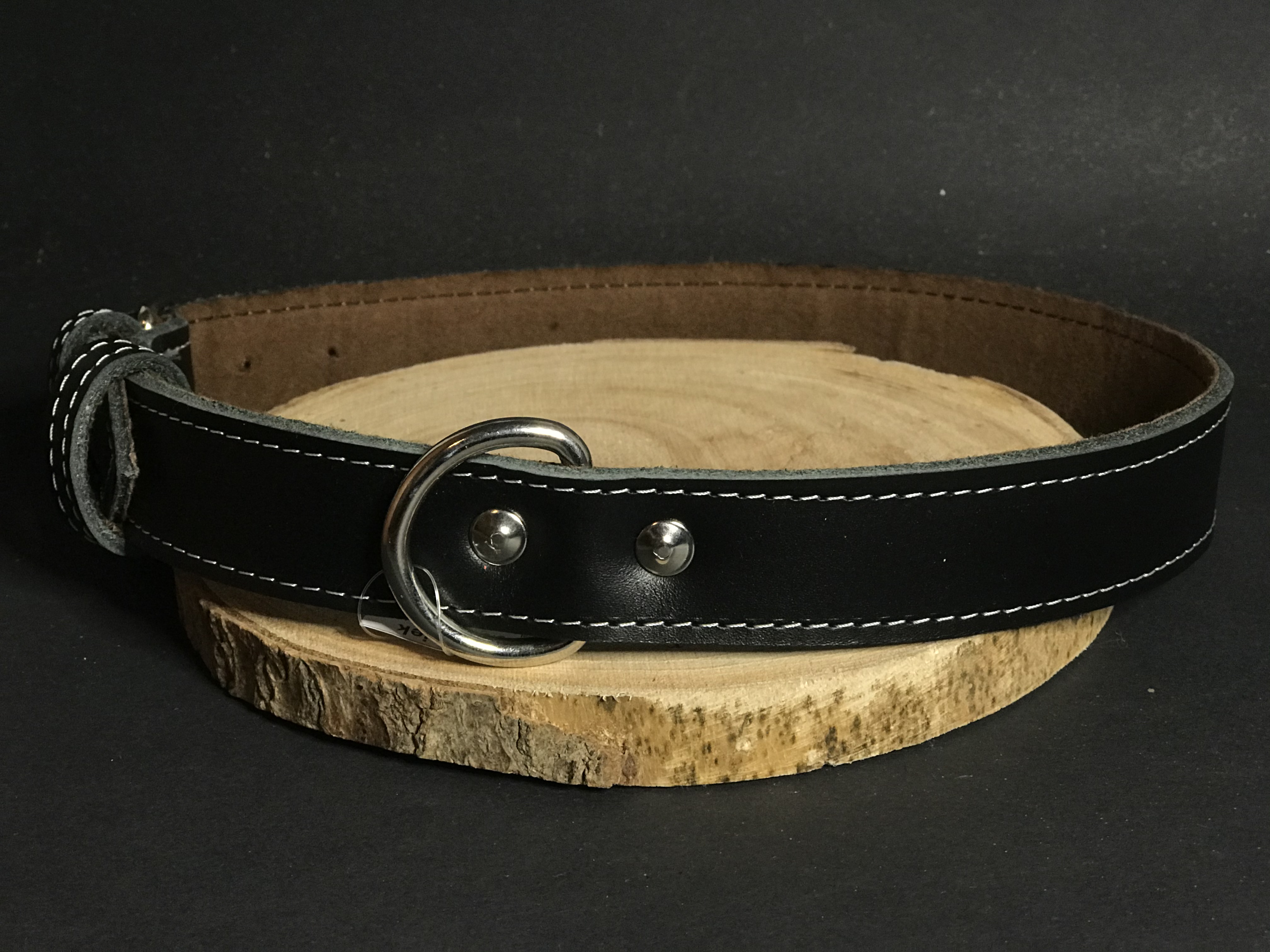 Palkar obojok z kože hladenice pre psov 75 cm x 30 mm čierny