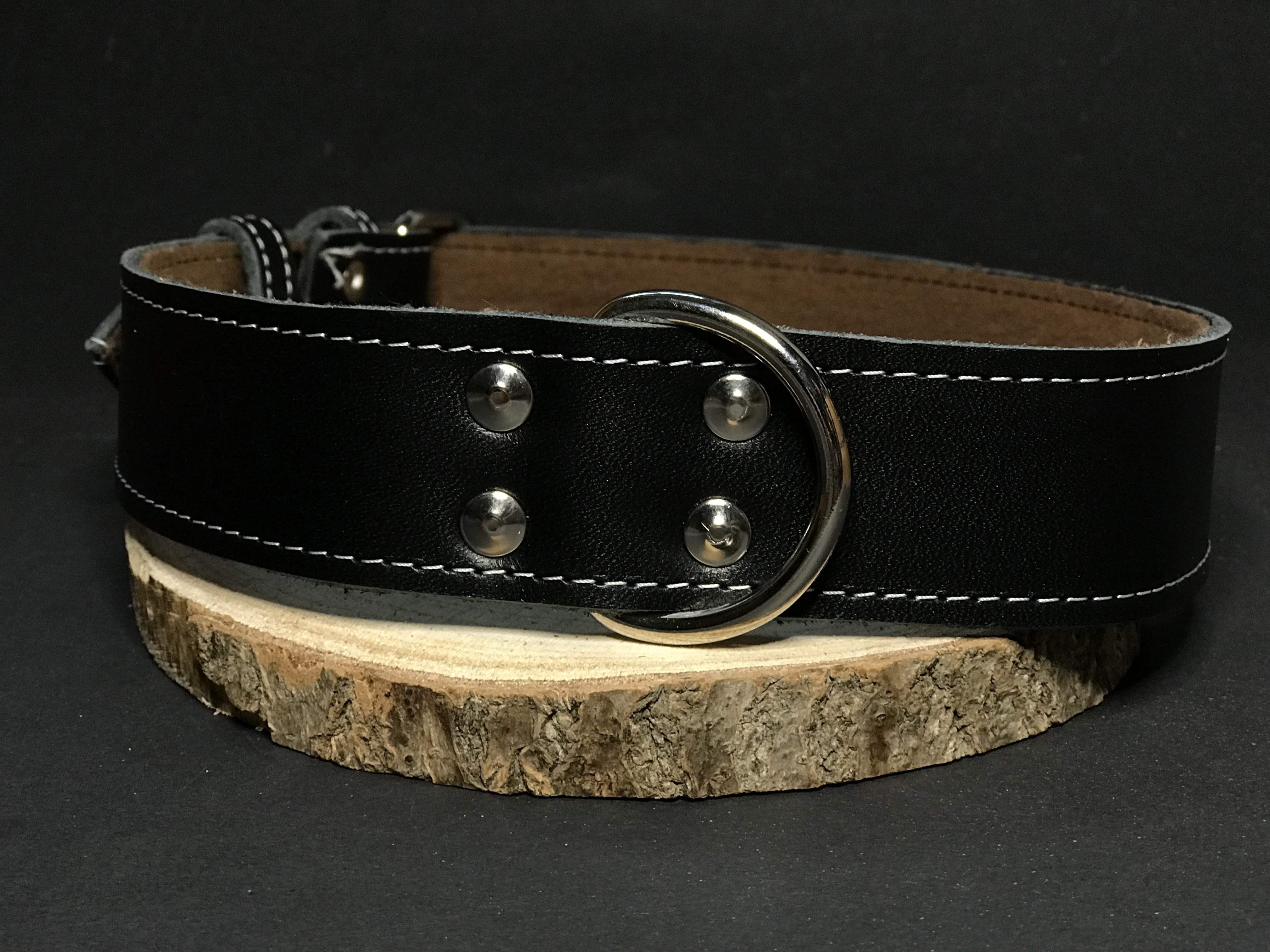 Palkar obojok z kože hladenice pre psy 80 cm x 40 mm čierny