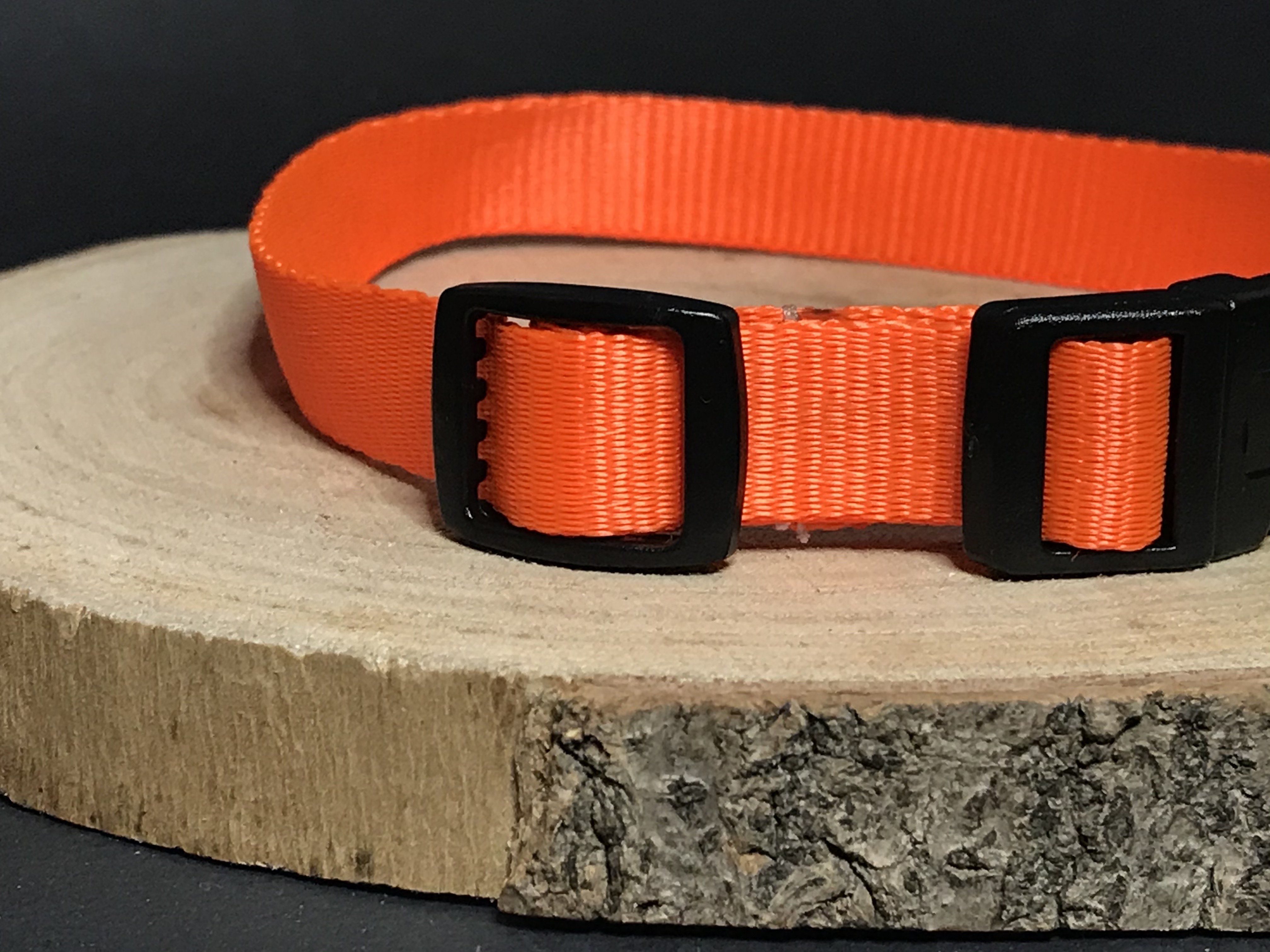 Palkar obojok z popruhu pre psov 35 cm x 16 mm oranžová