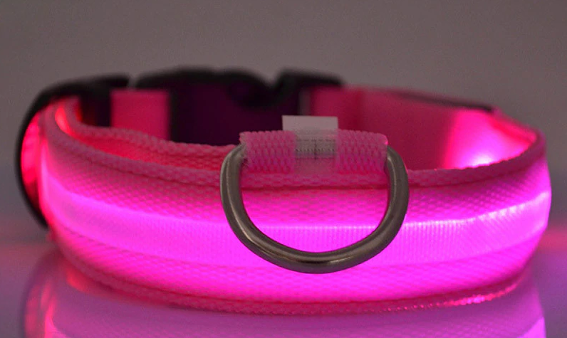Palkar svietiaci obojok z popruhu pre psov 18-27 cm x 15 mm ružová