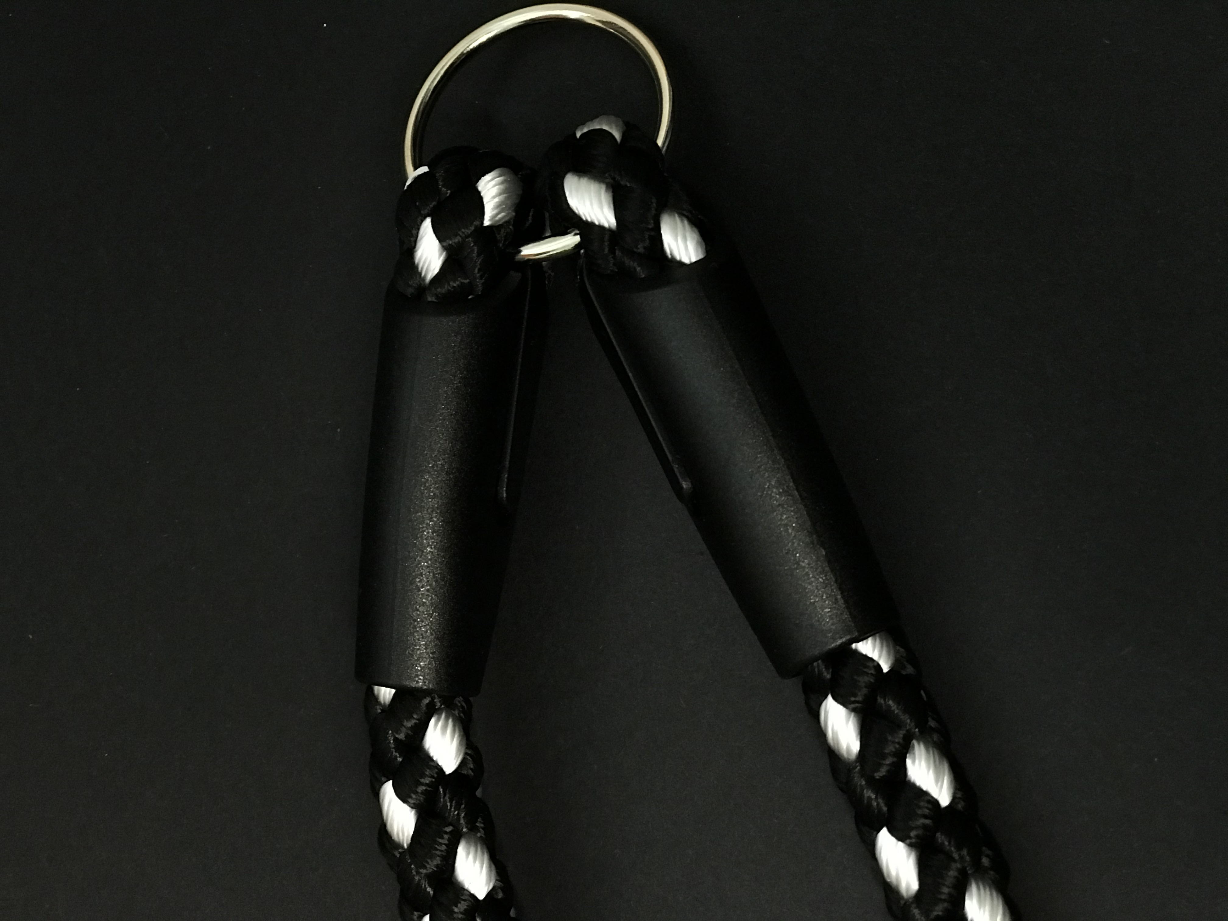 Palkar vodítko rozdvojka pre psov 50 cm x 14 mm čierno-biela