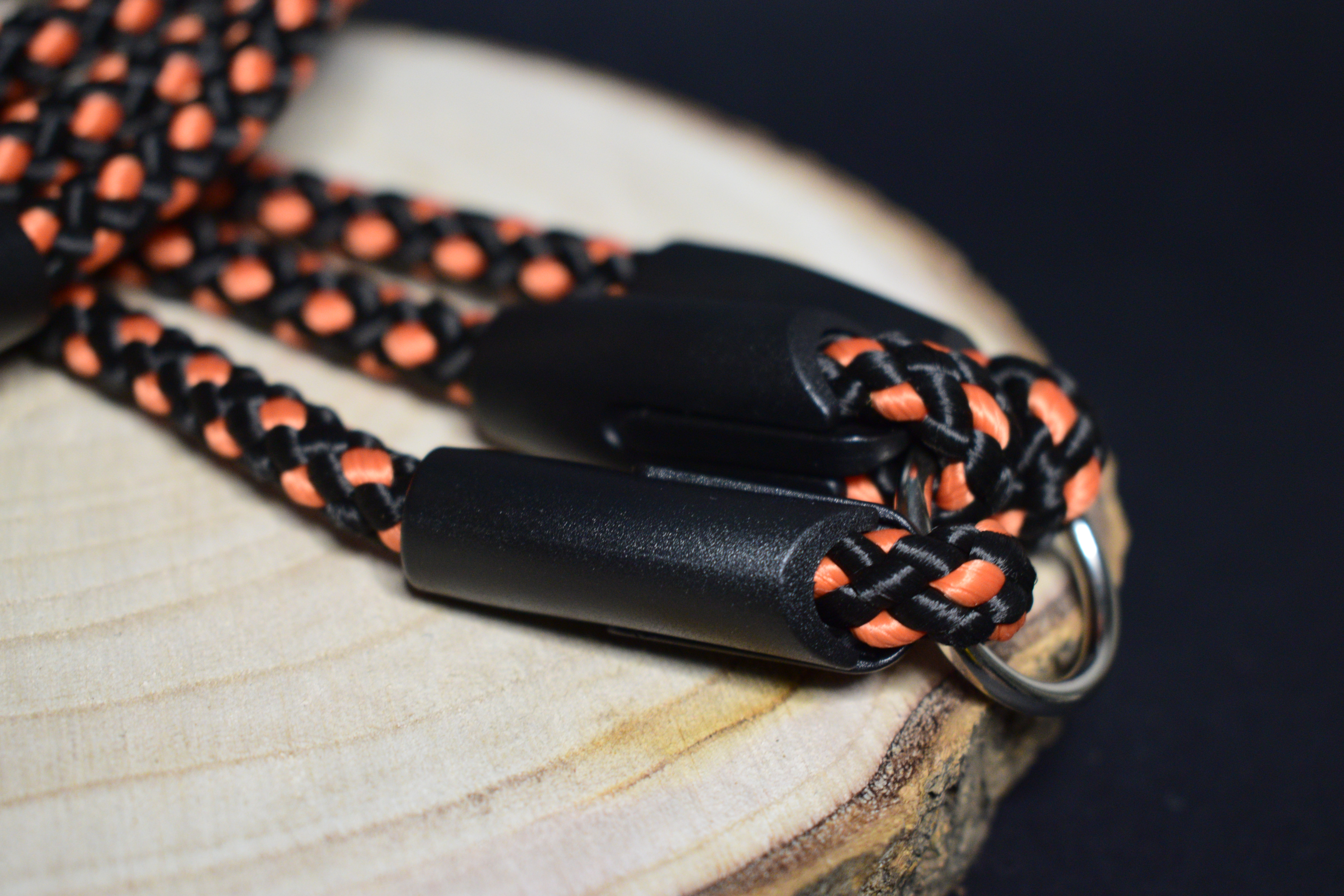 Palkar vodítko roztrojka pre psov 40 cm x 8 mm čierno-oranžová