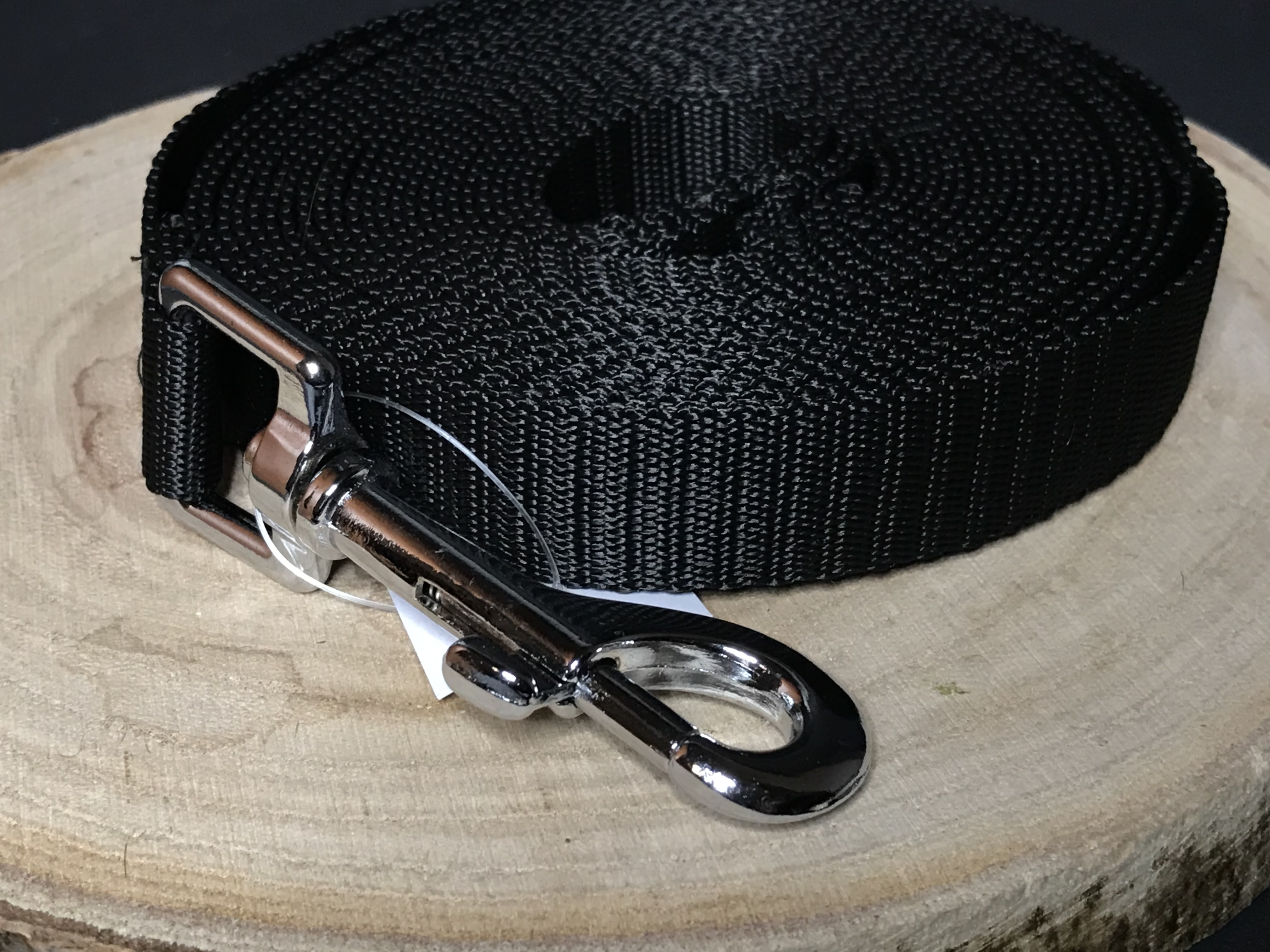 Palkar vodítko stopovacie z popruhu pre psov 5 m x 16 mm čierna