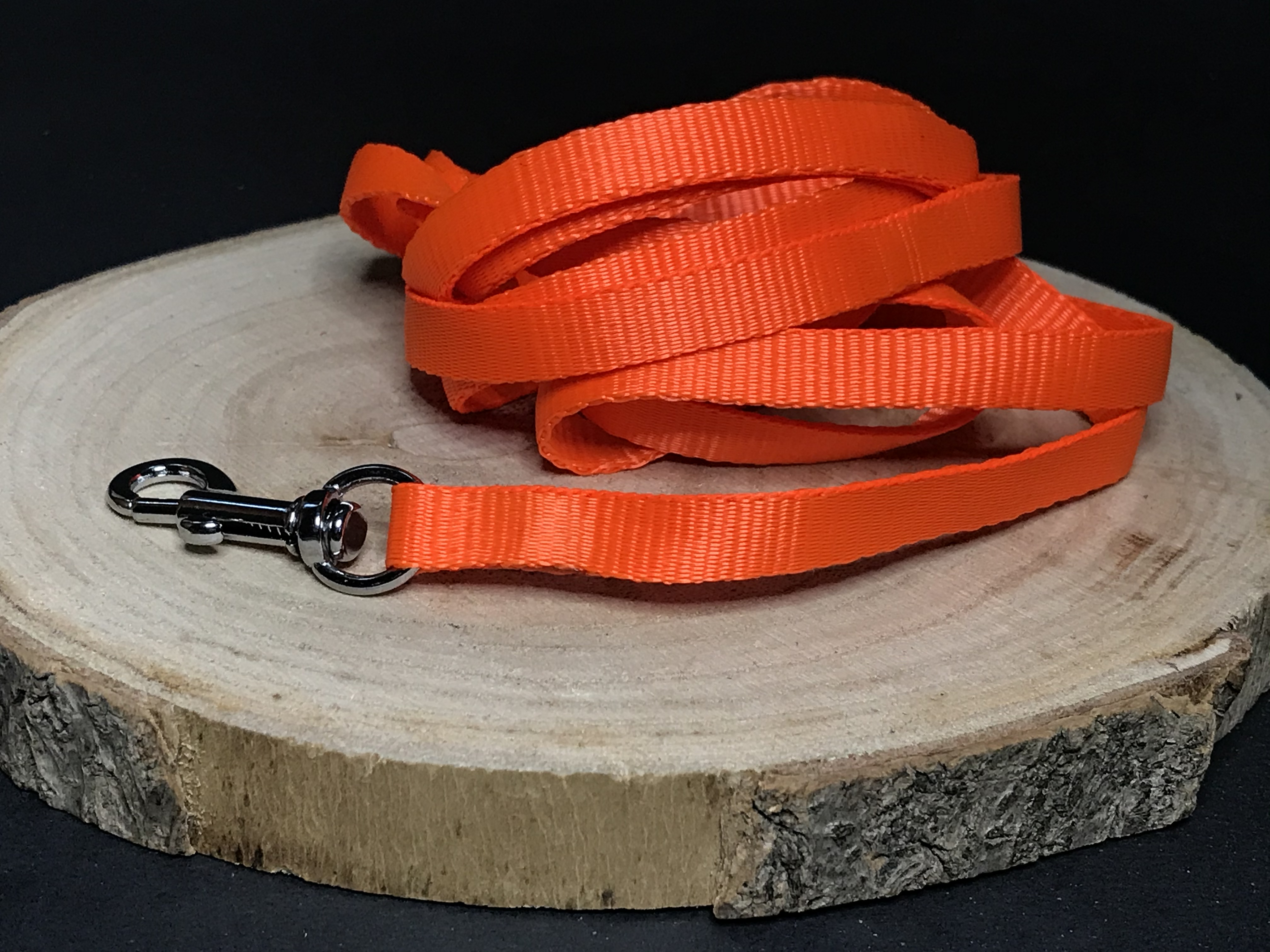 Palkar vodítko z popruhu pre psov 150 cm x 10 mm oranžová-lesklá