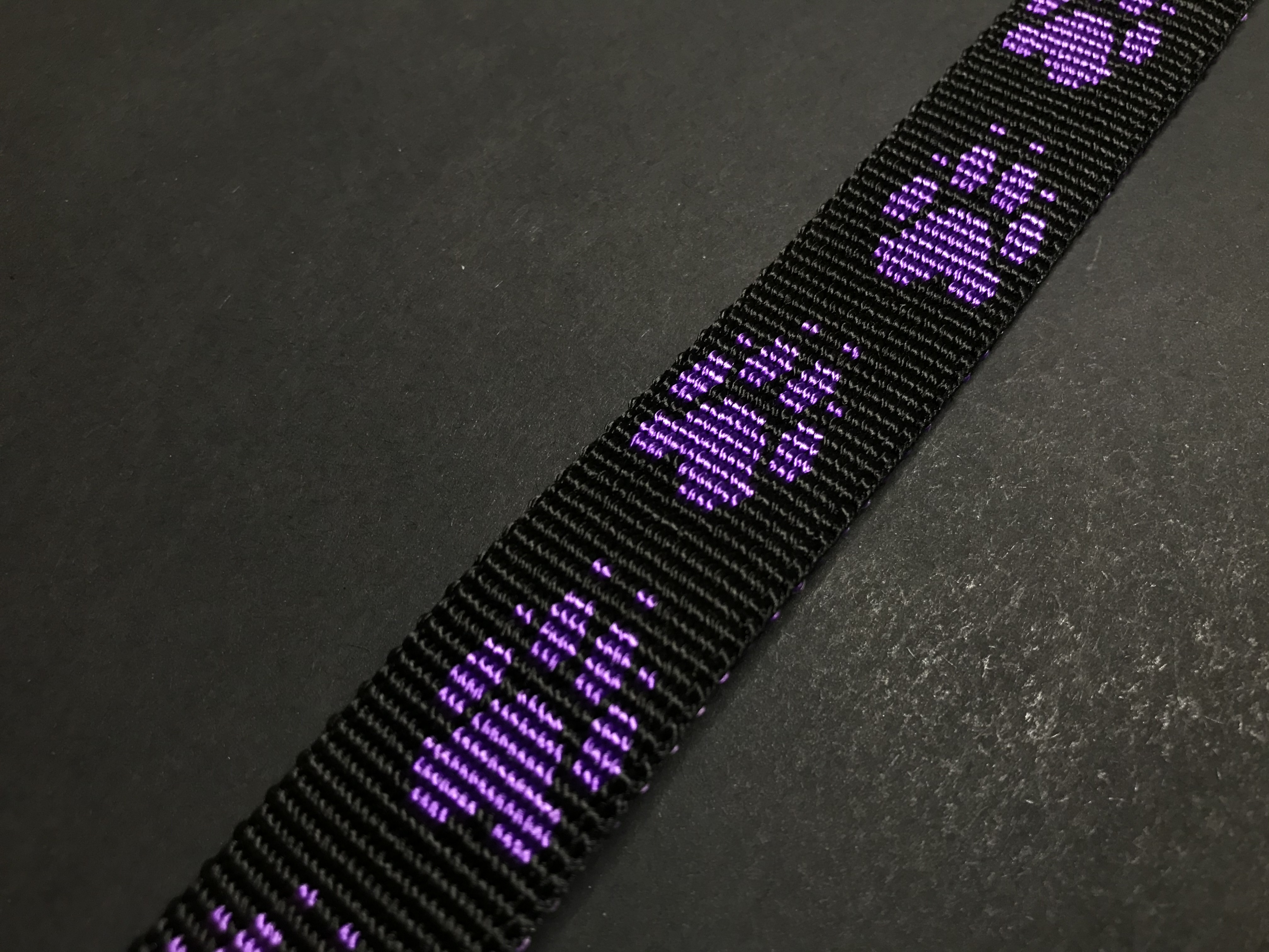 Palkar vodítko z popruhu pre psov 150 cm x 25 mm čierno-fialová s labkami