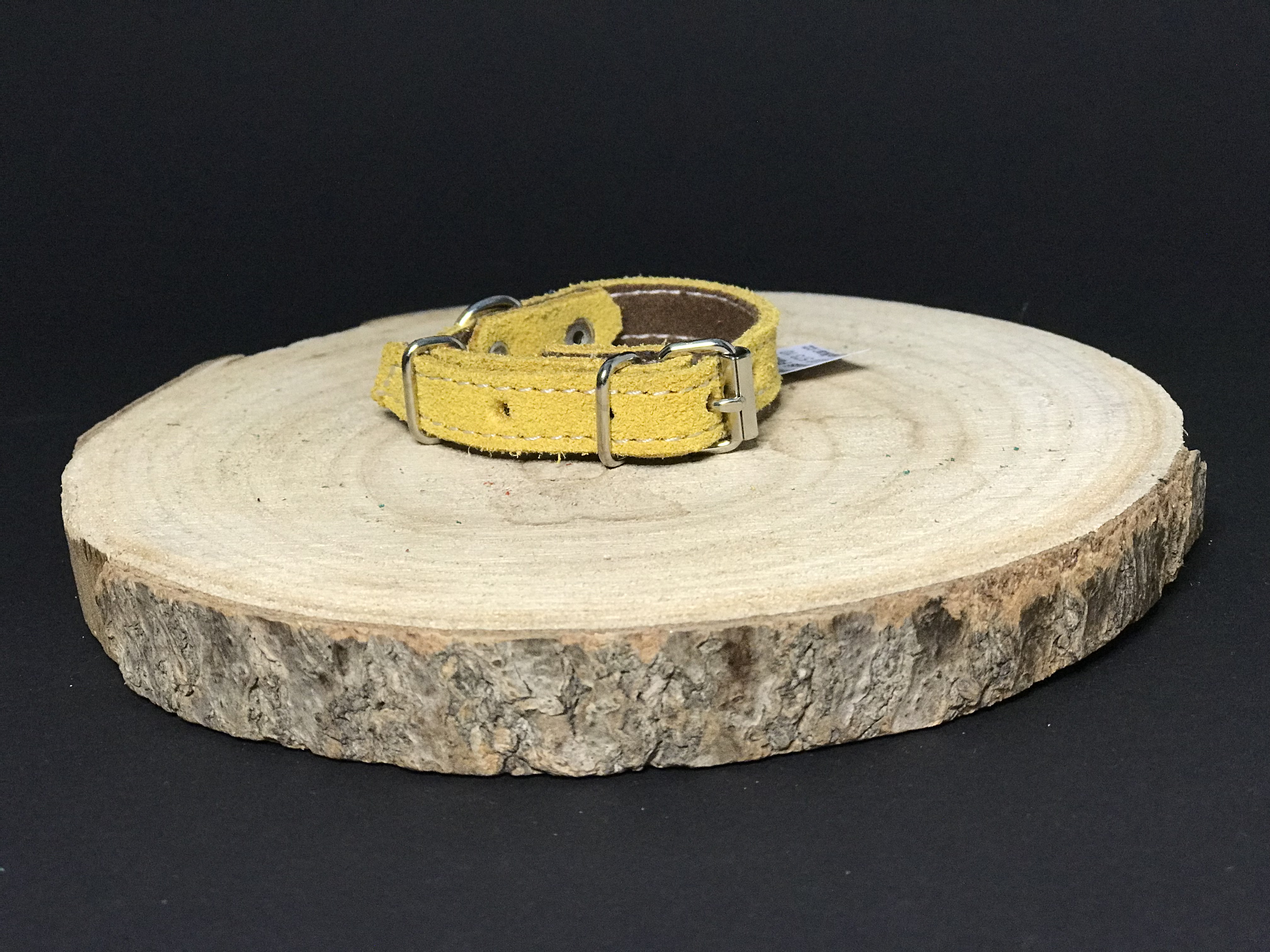 Palkar obojok z velúrovej kože pre psy 20 cm x 12 mm žltá