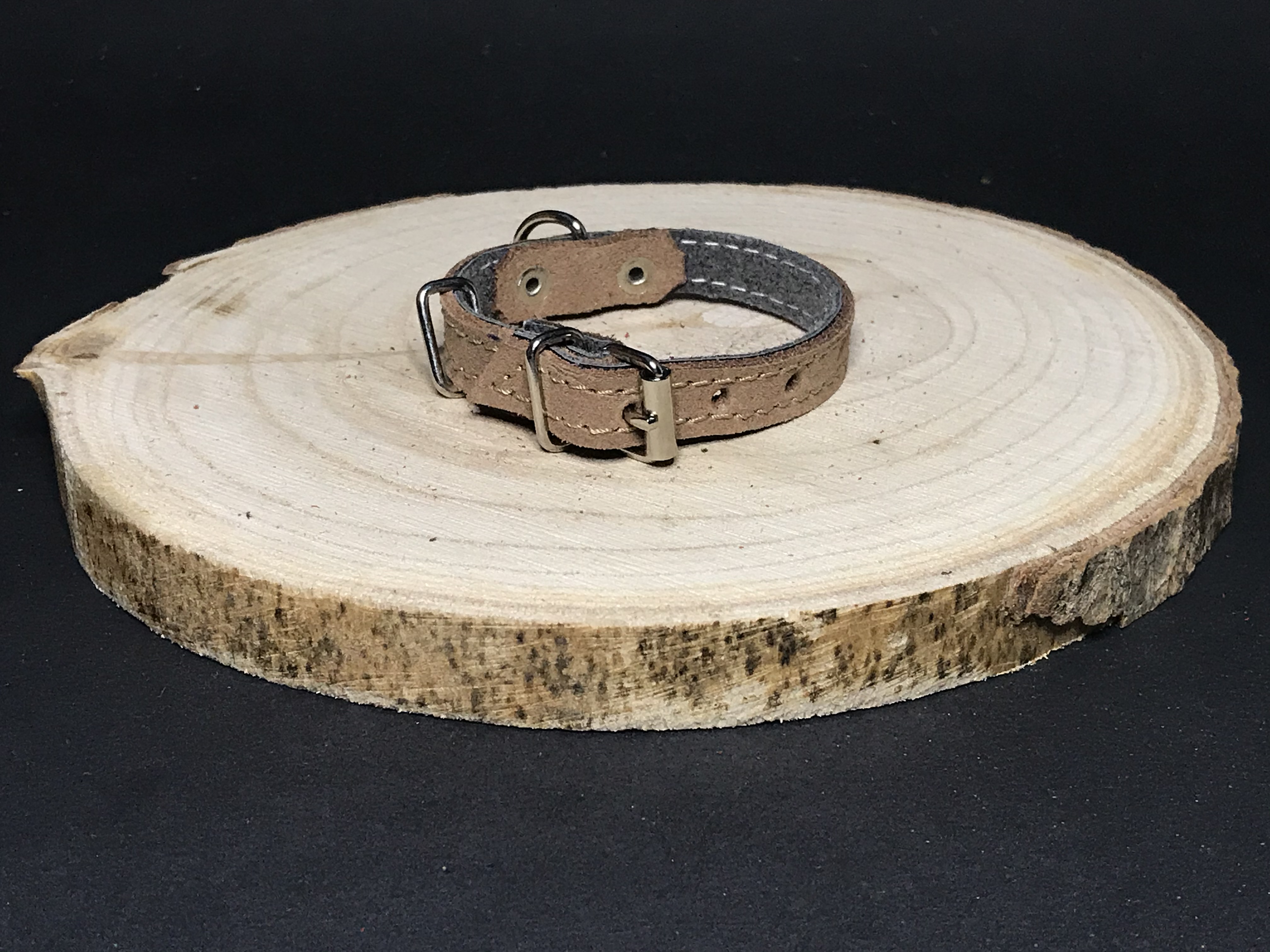 Palkar obojok z velúrovej kože pre psy 20 cm x 12 mm béžová