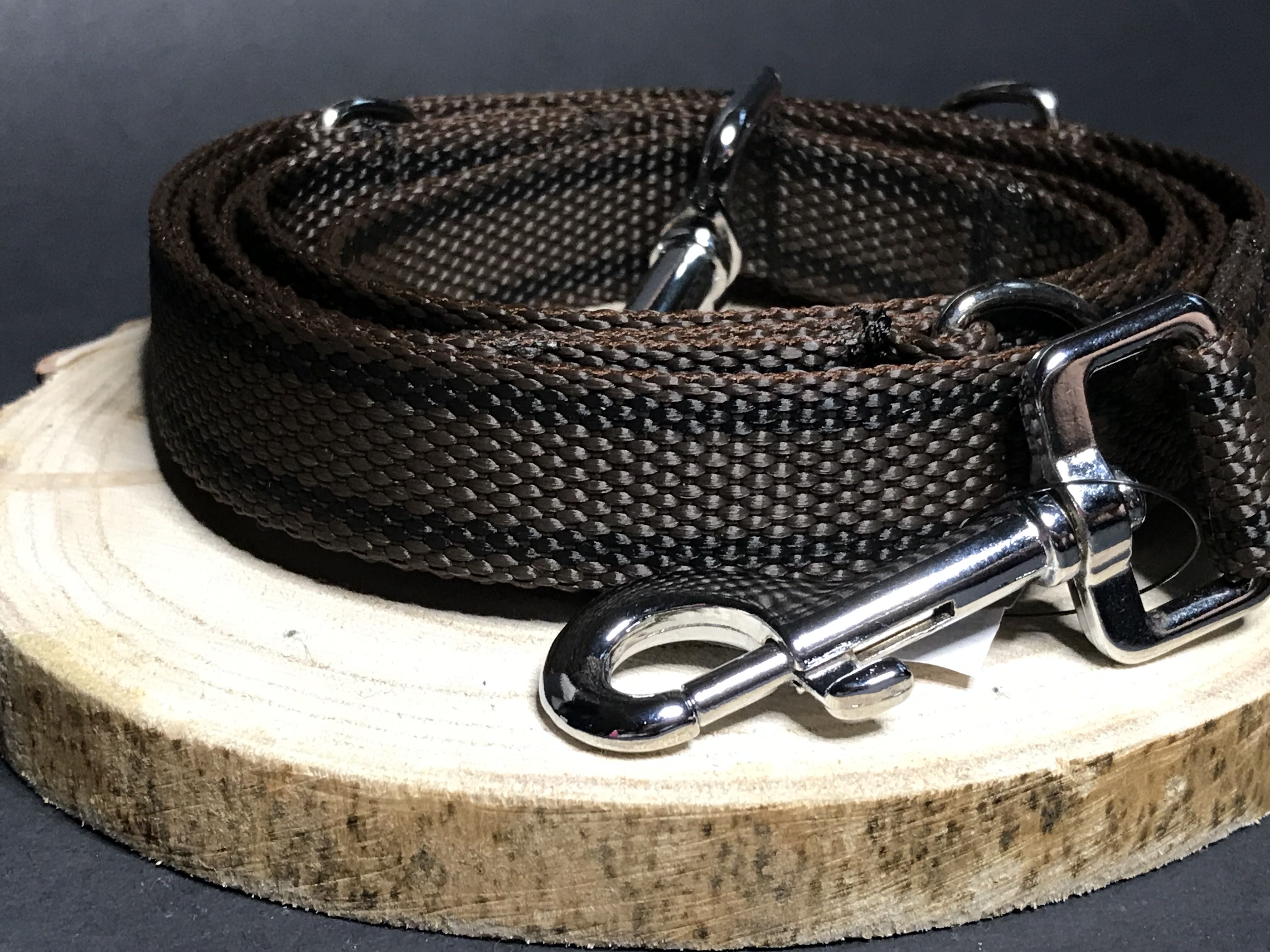 Palkar vodítko prepínacie z popruhu pre psov 250 cm x 25 mm hnedá s páskami