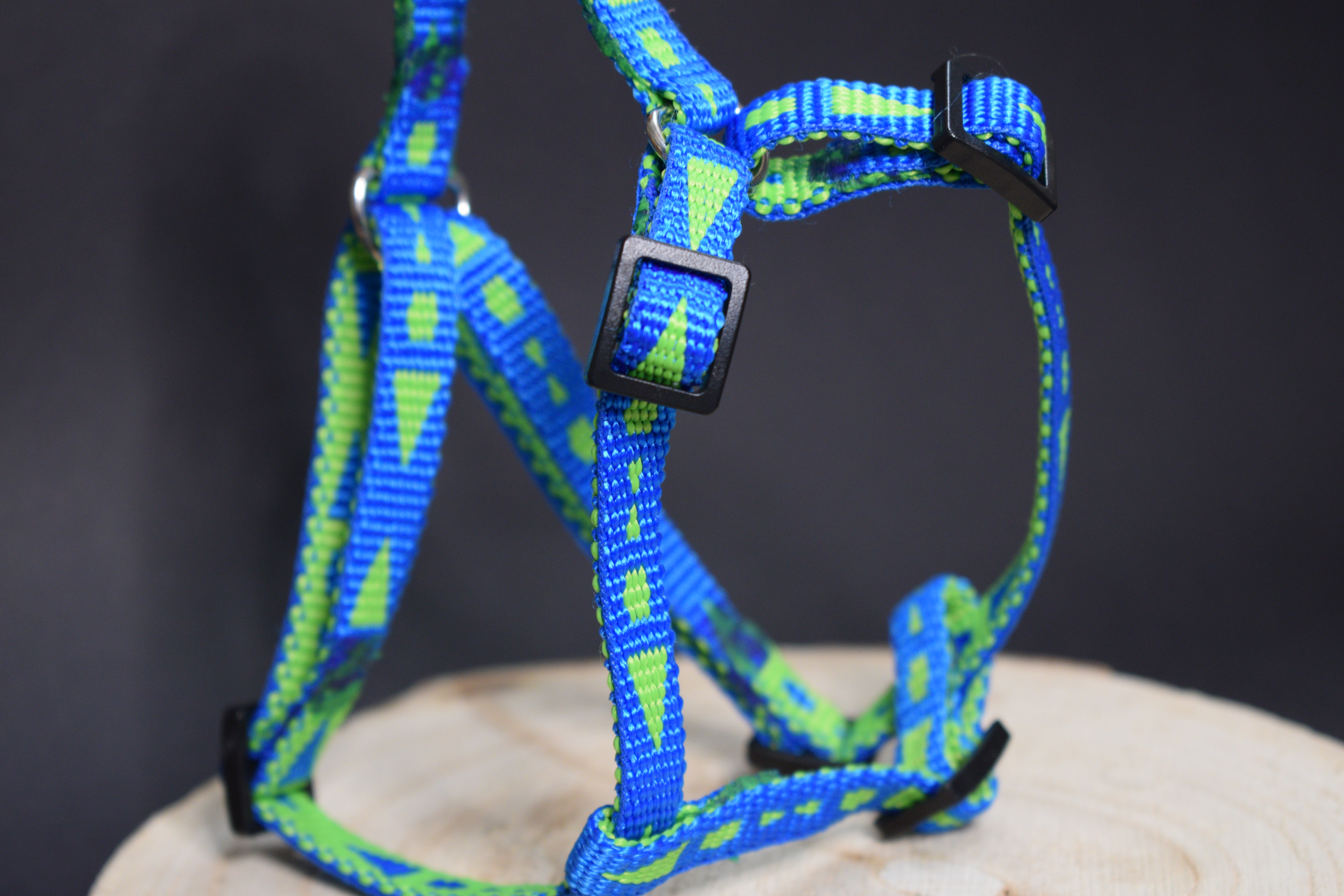 Palkar motýlik postroj pre psov 28 cm - 40 cm veľ. 1 modro-zelená s šípkami