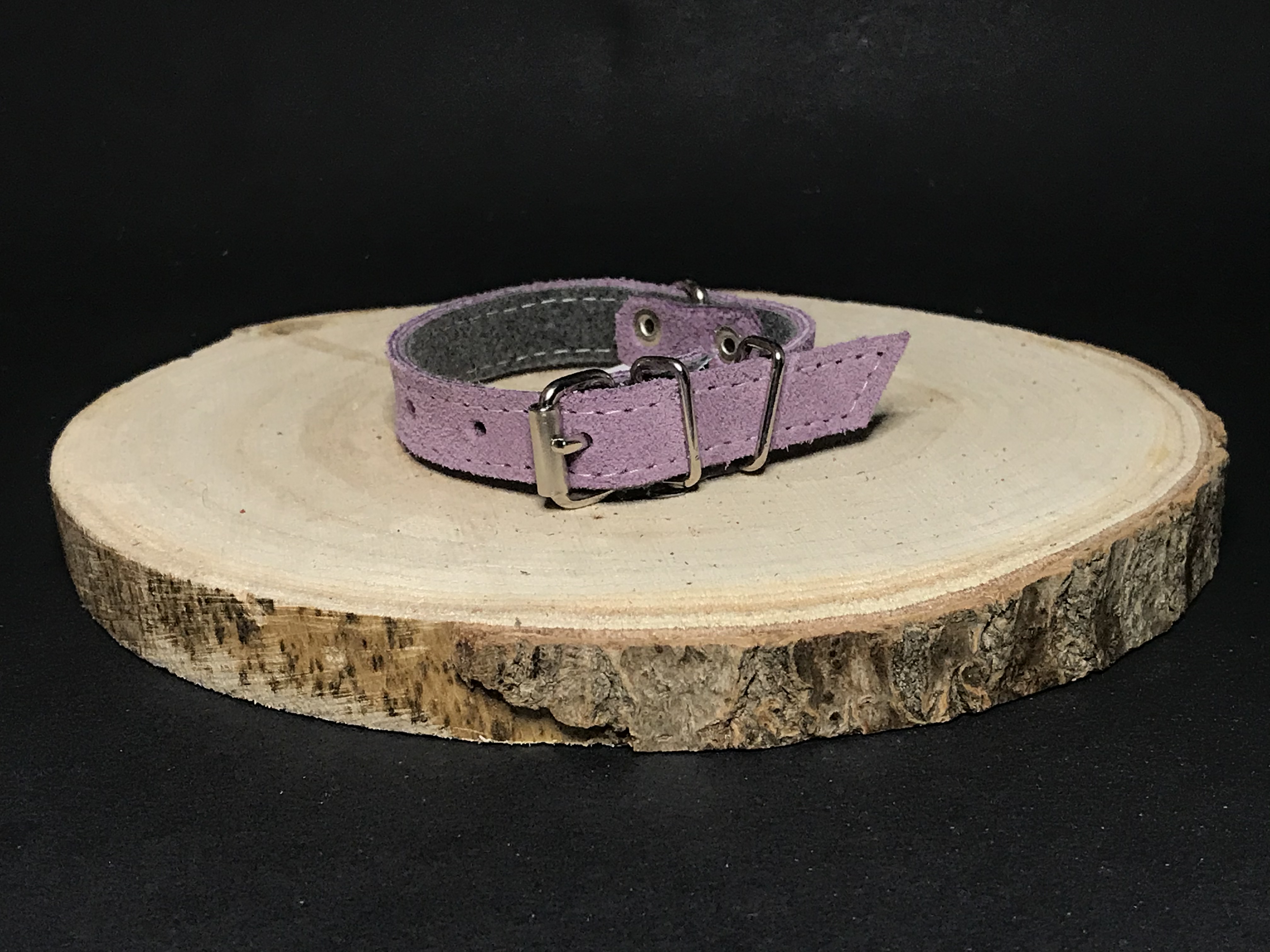 Palkar obojok z velúrovej kože pre psov 25 cm x 14 mm ružová