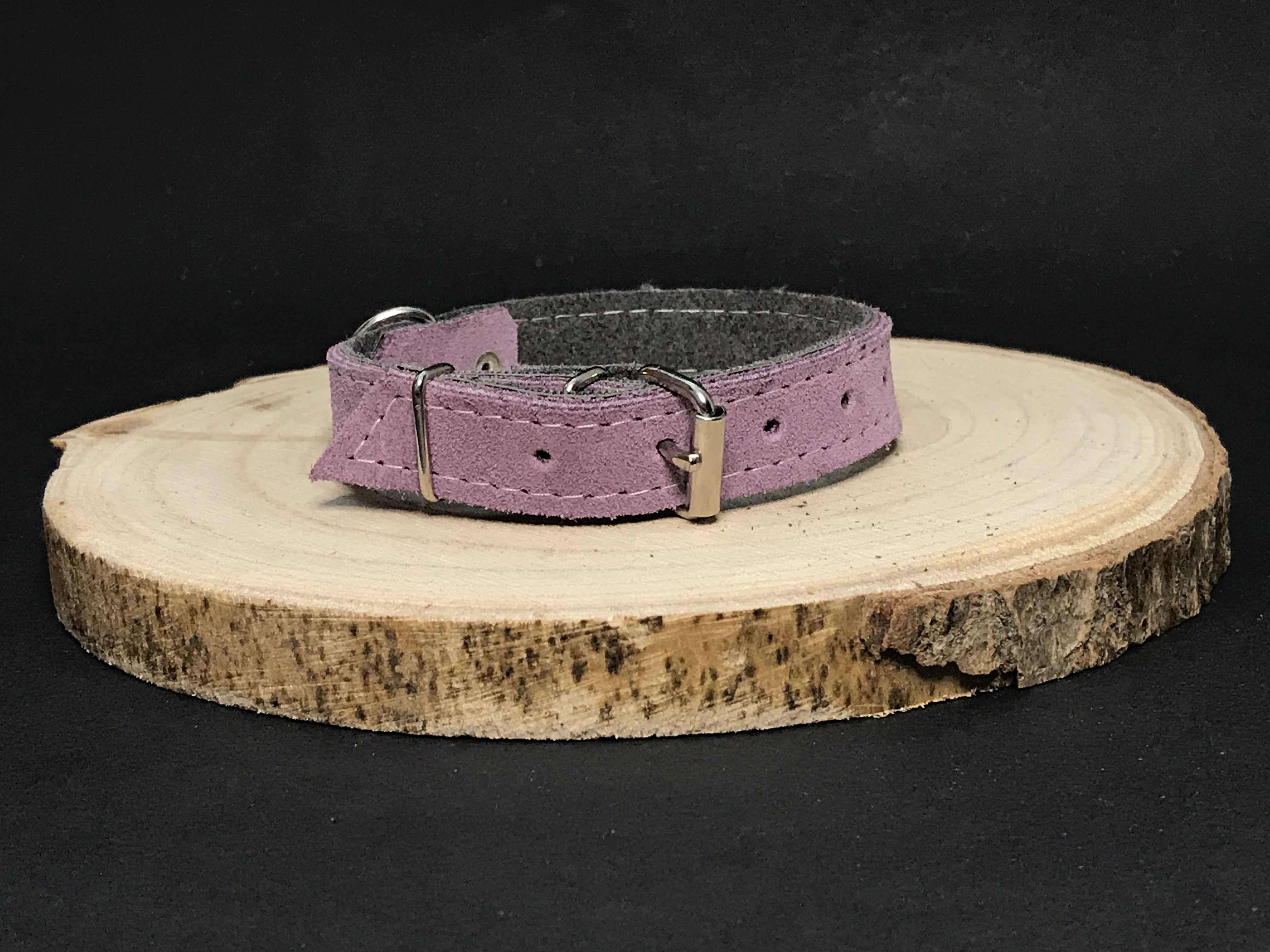 Palkar obojok z velúrovej kože pre psov 30 cm x 16 mm ružová