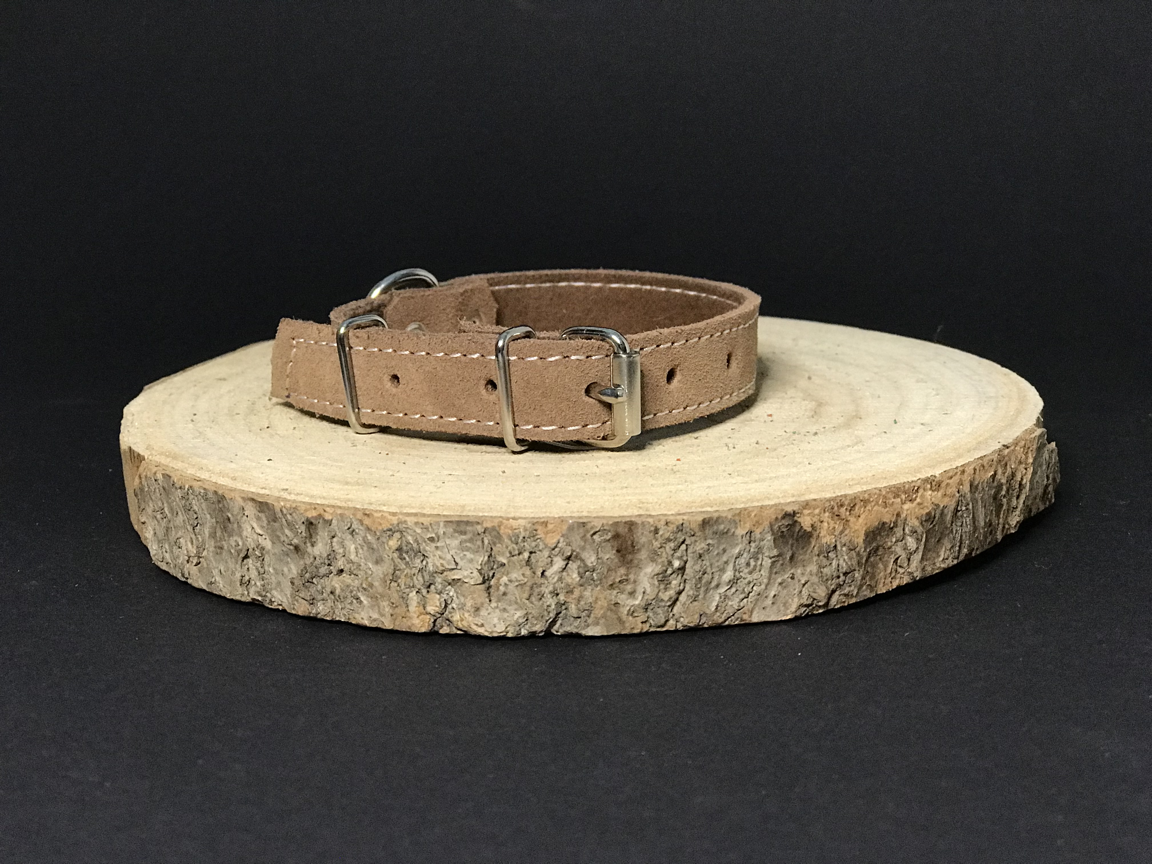 Palkar obojok z velúrovej kože pre psov 30 cm x 16 mm béžová