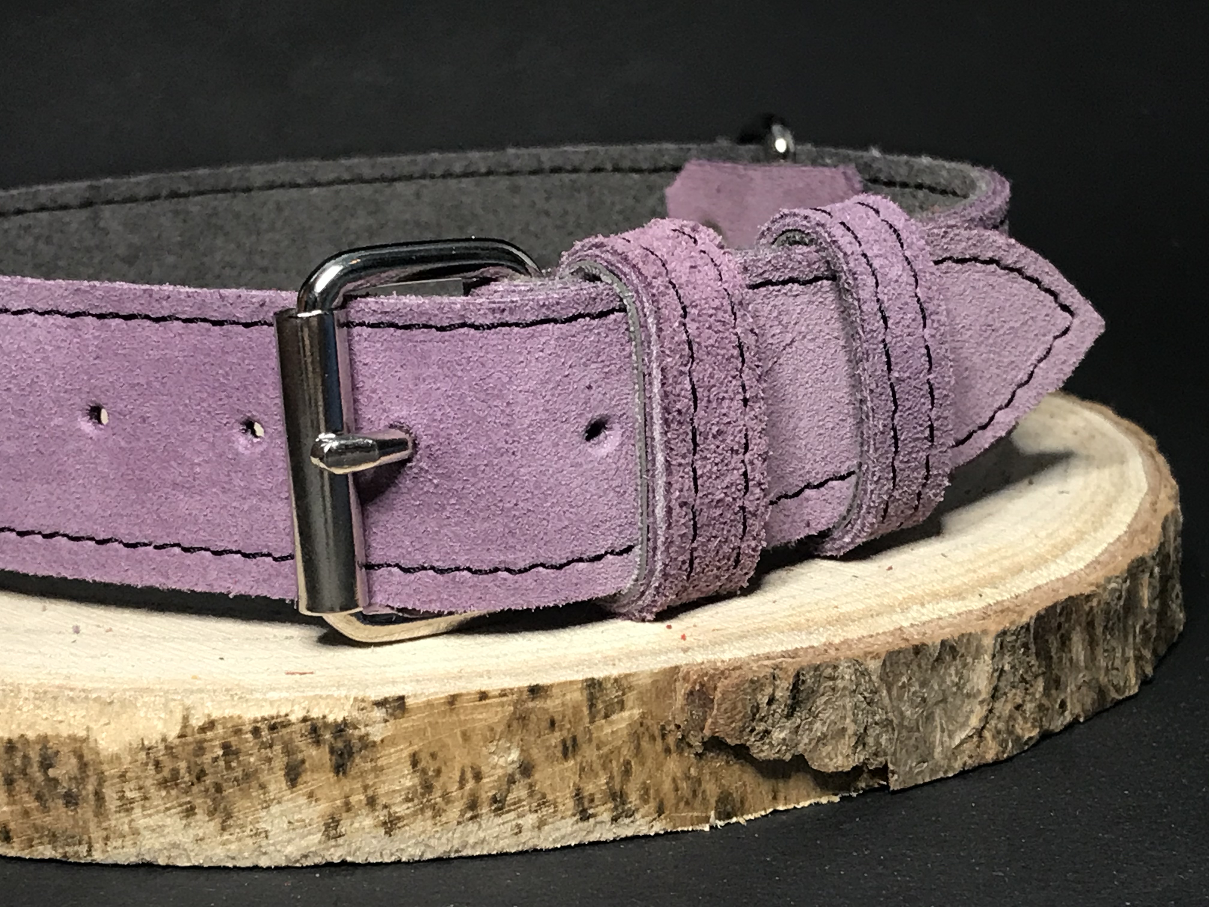 Palkar obojok z velúrovej kože pre psov 55 cm x 30 mm ružová