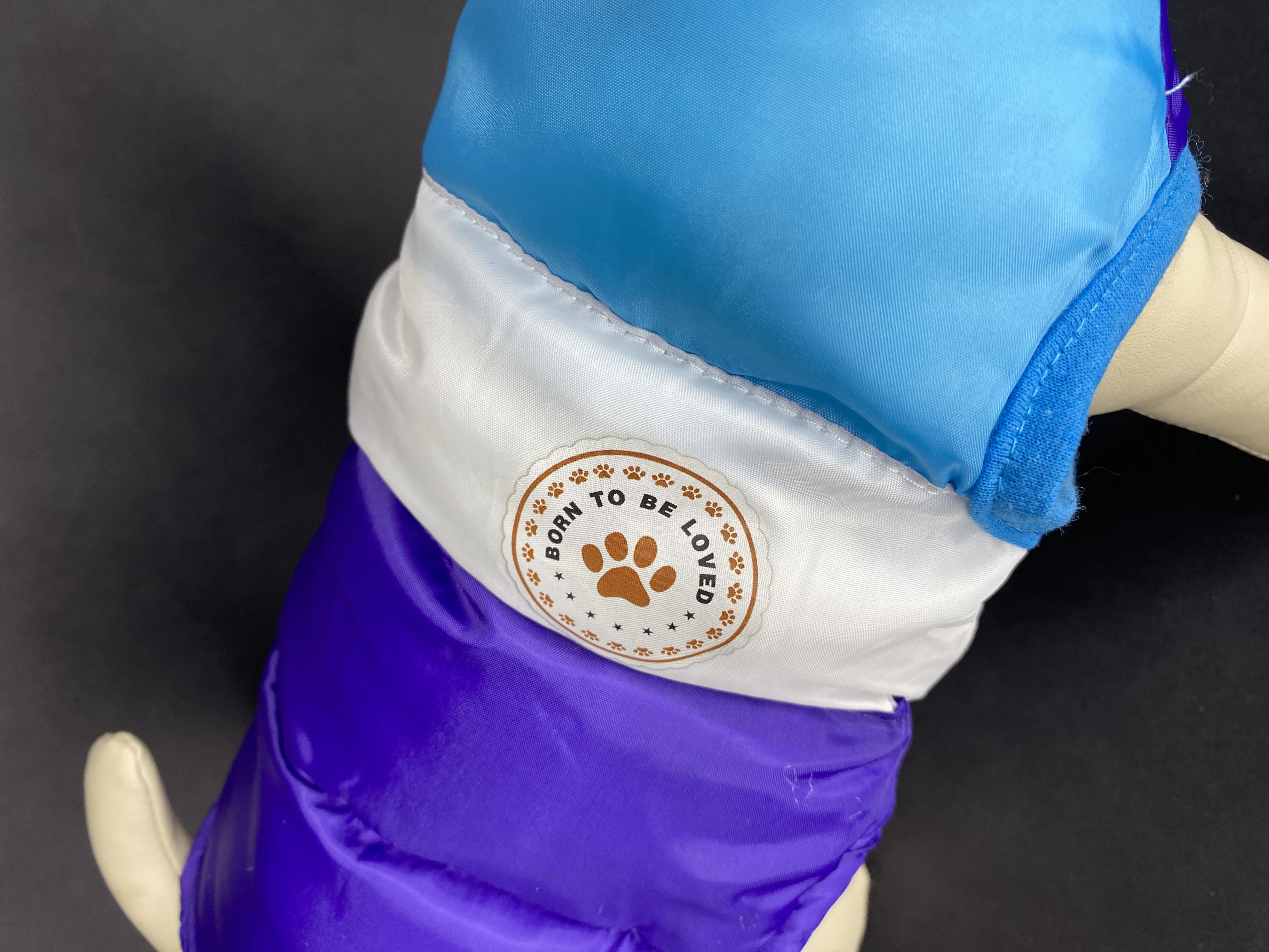 RAINBOW bunda pre psa modro - fialová veľ. XL