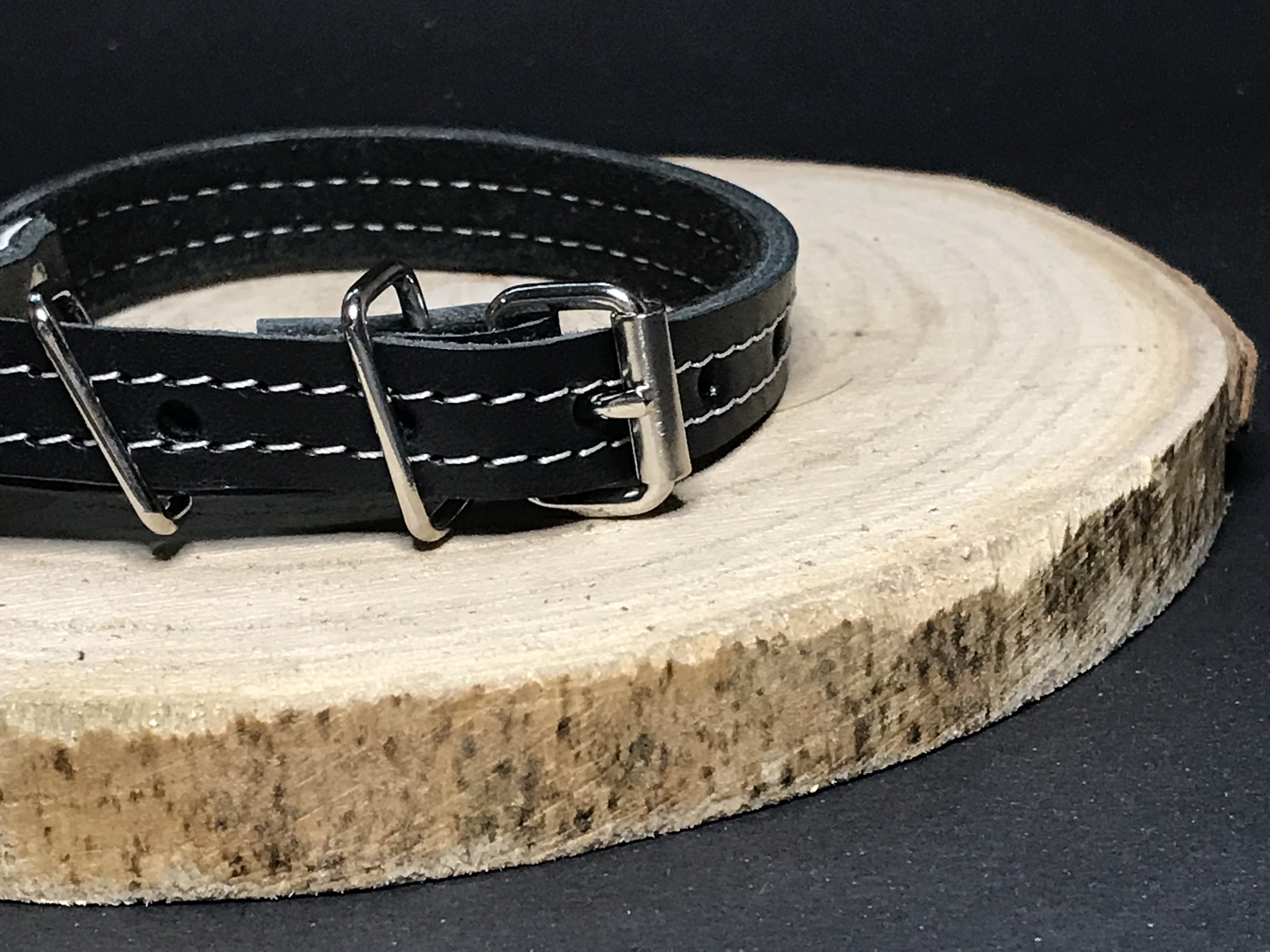 Palkar obojok z kože hladenice pre psov 35 cm x 14 mm čierny