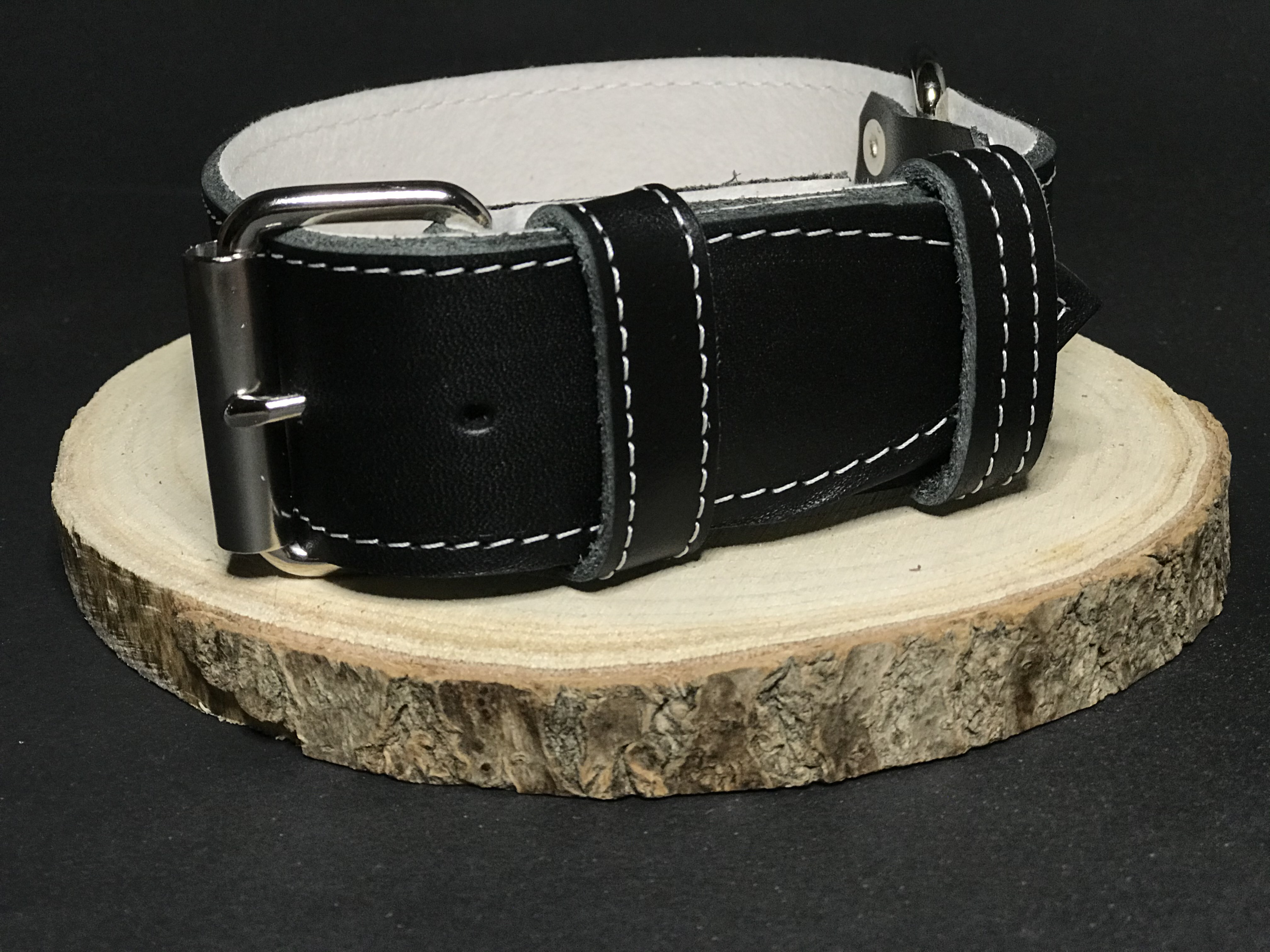 Palkar obojok z kože hladenice pre psov 50 cm x 40 mm čierny