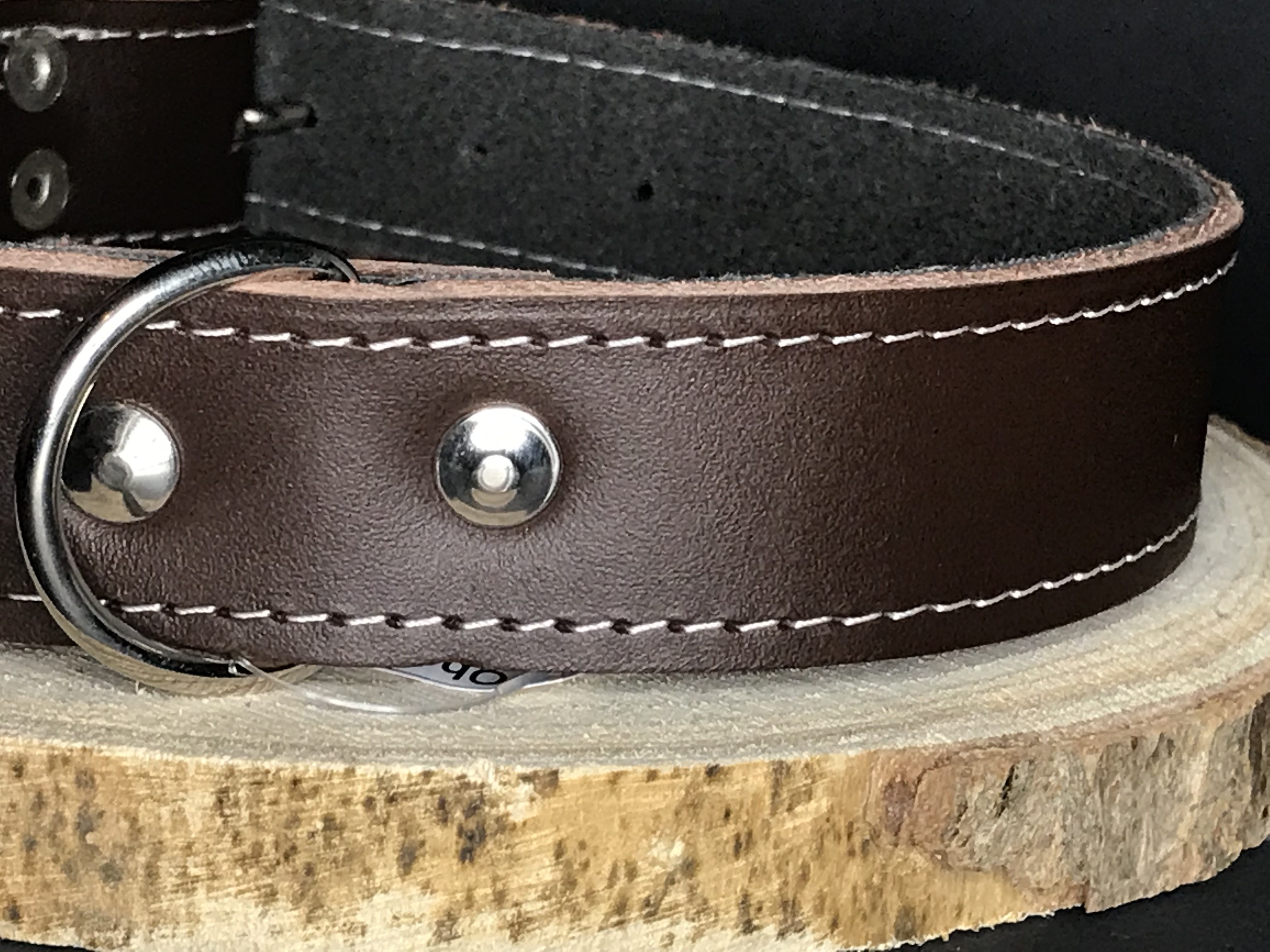 Palkar obojok z kože hladenice pre psov 55 cm x 30 mm hnedý