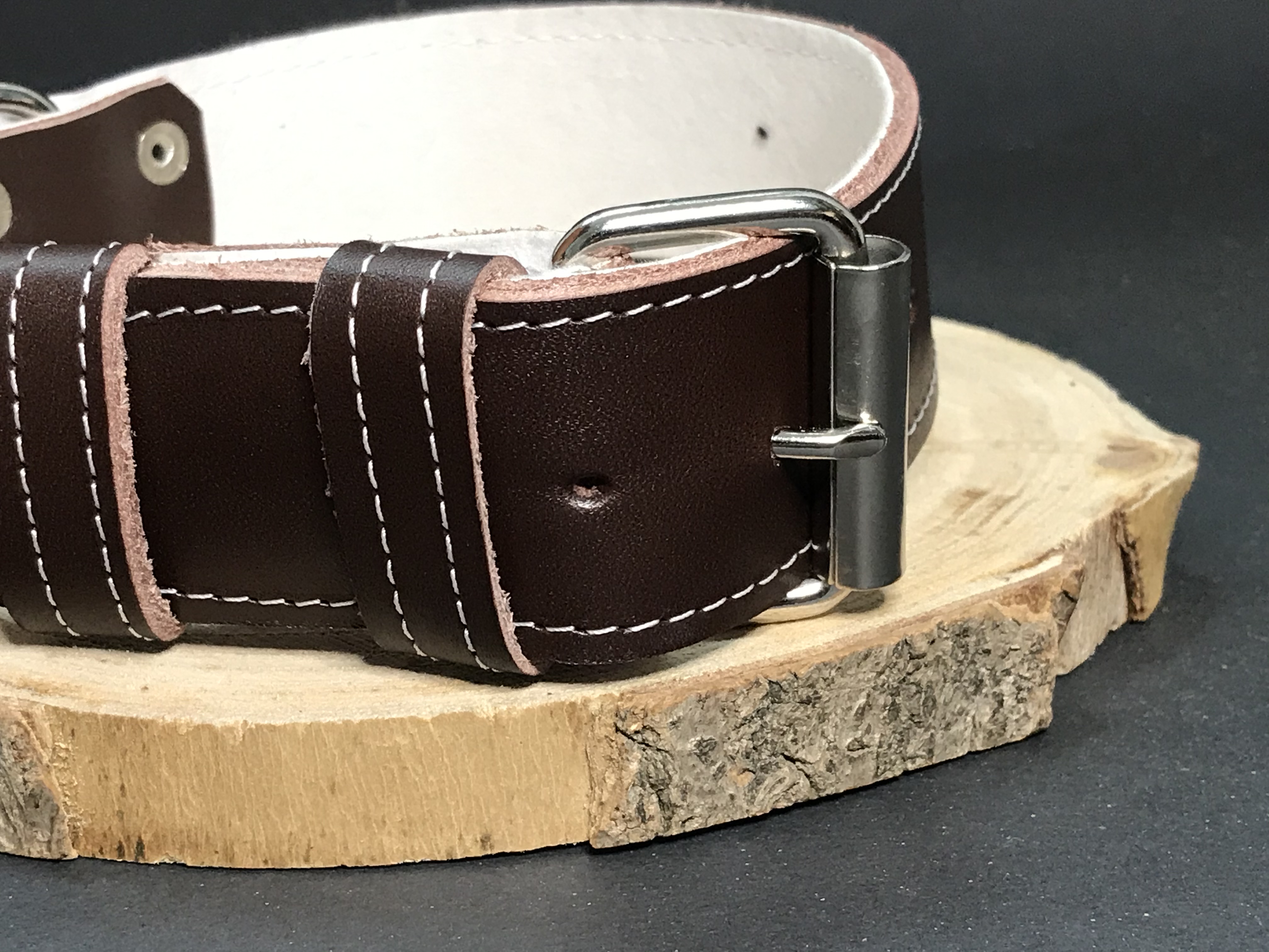 Palkar obojok z kože hladenice pre psov 55 cm x 40 mm hnedý