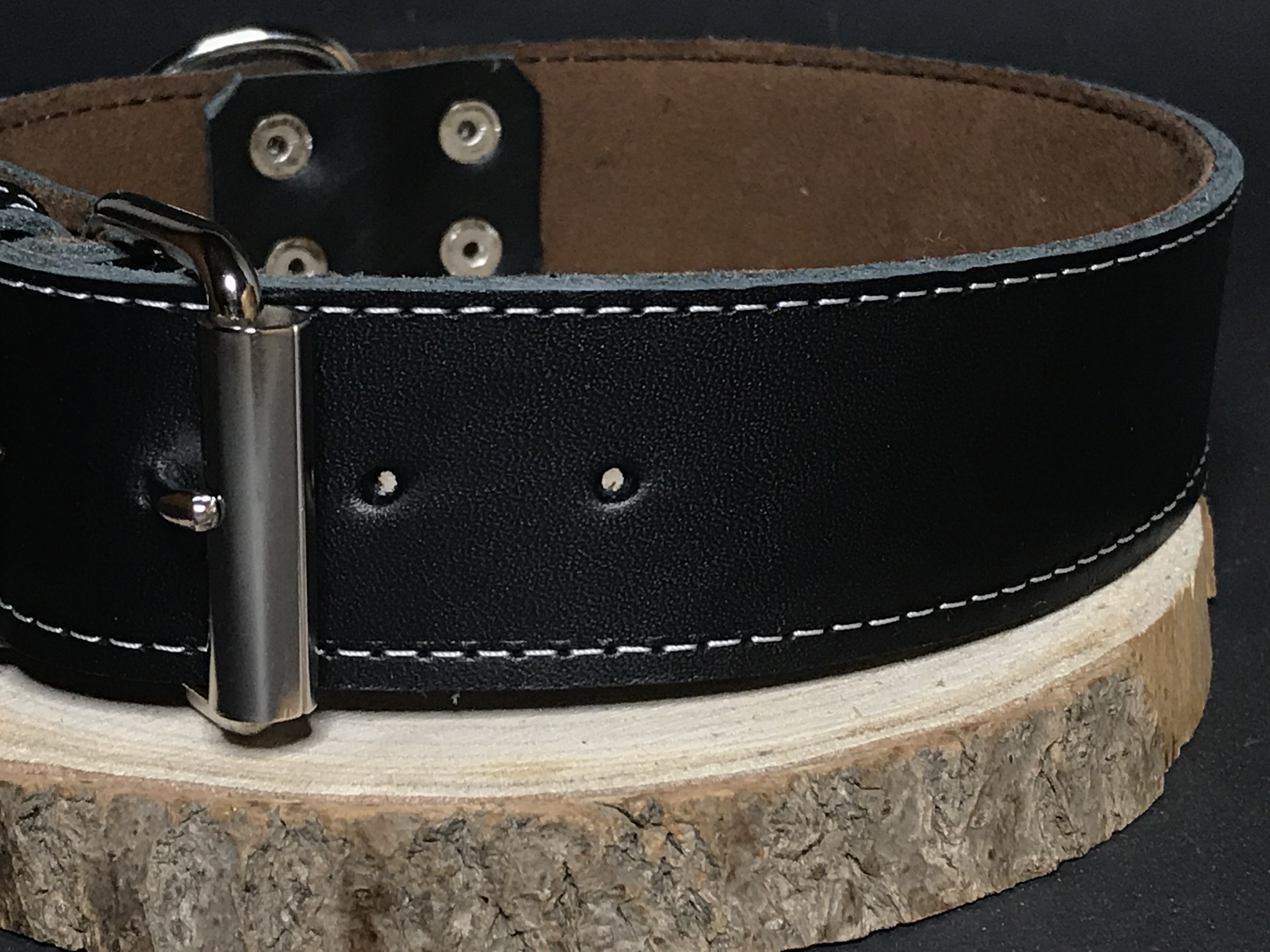 Palkar obojok z kože hladenice pre psov 60 cm x 40 mm čierny