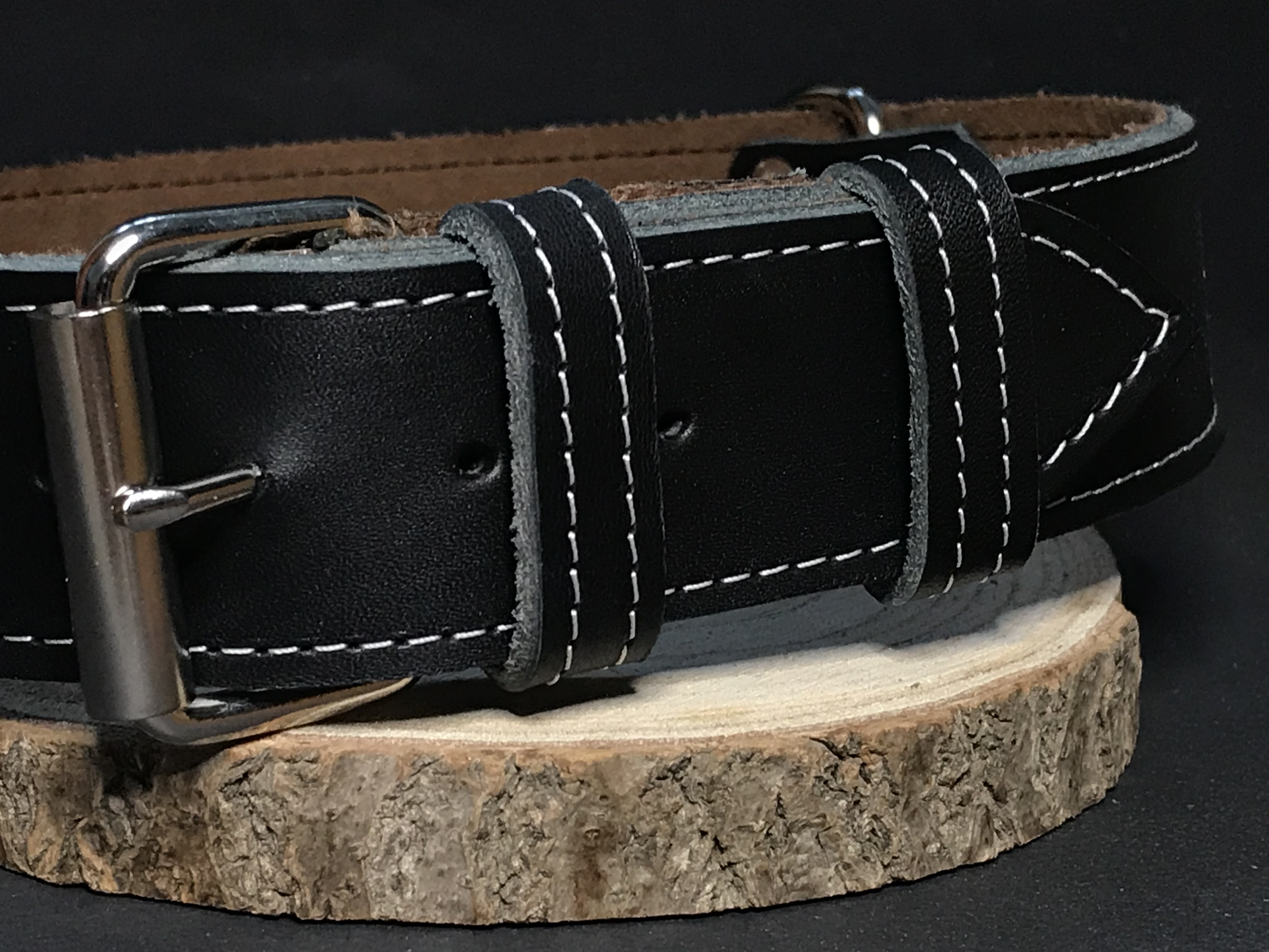 Palkar obojok z kože hladenice pre psov 70 cm x 40 mm čierny