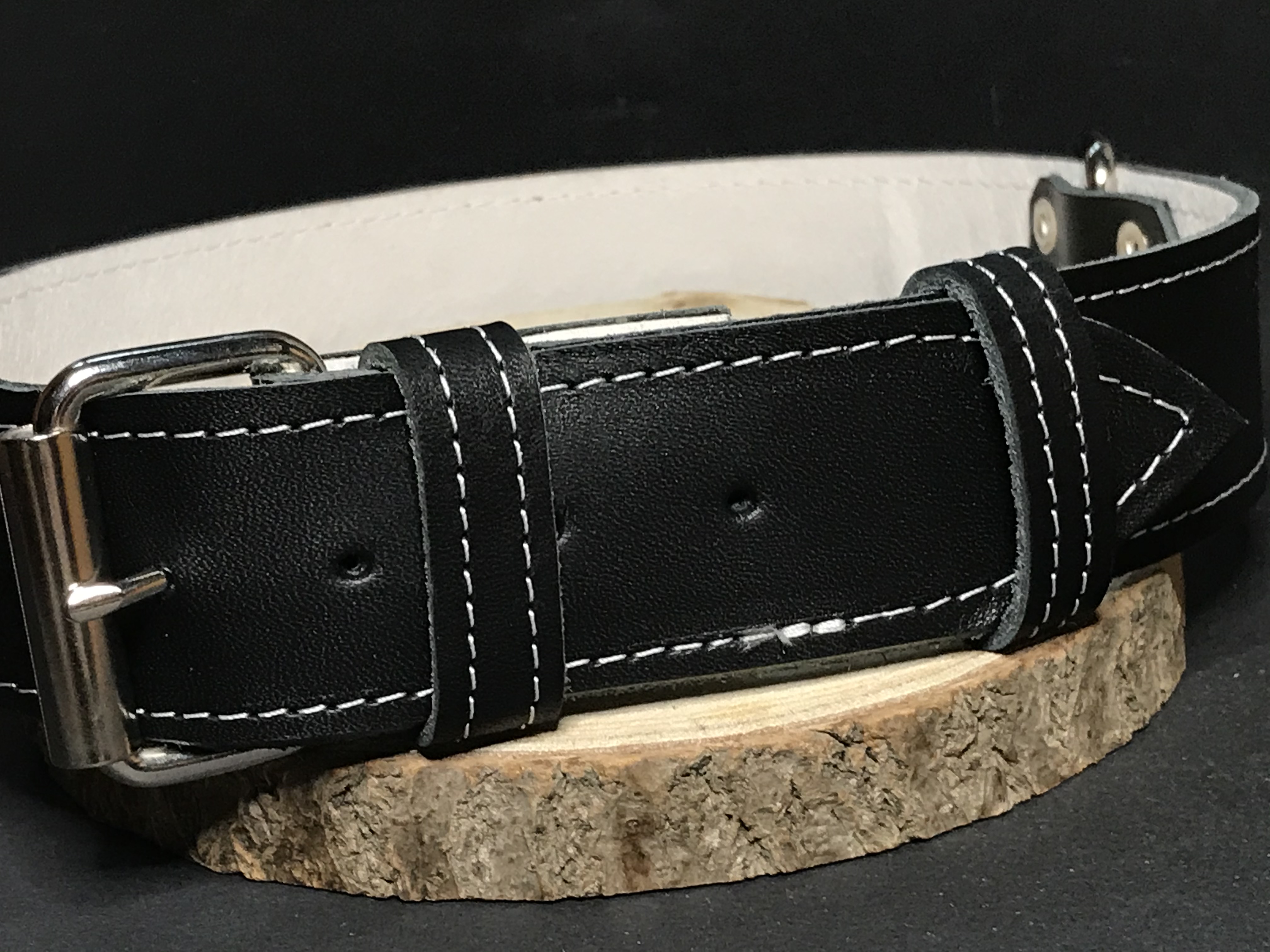 Palkar obojok z kože hladenice pre psov 75 cm x 40 mm čierny