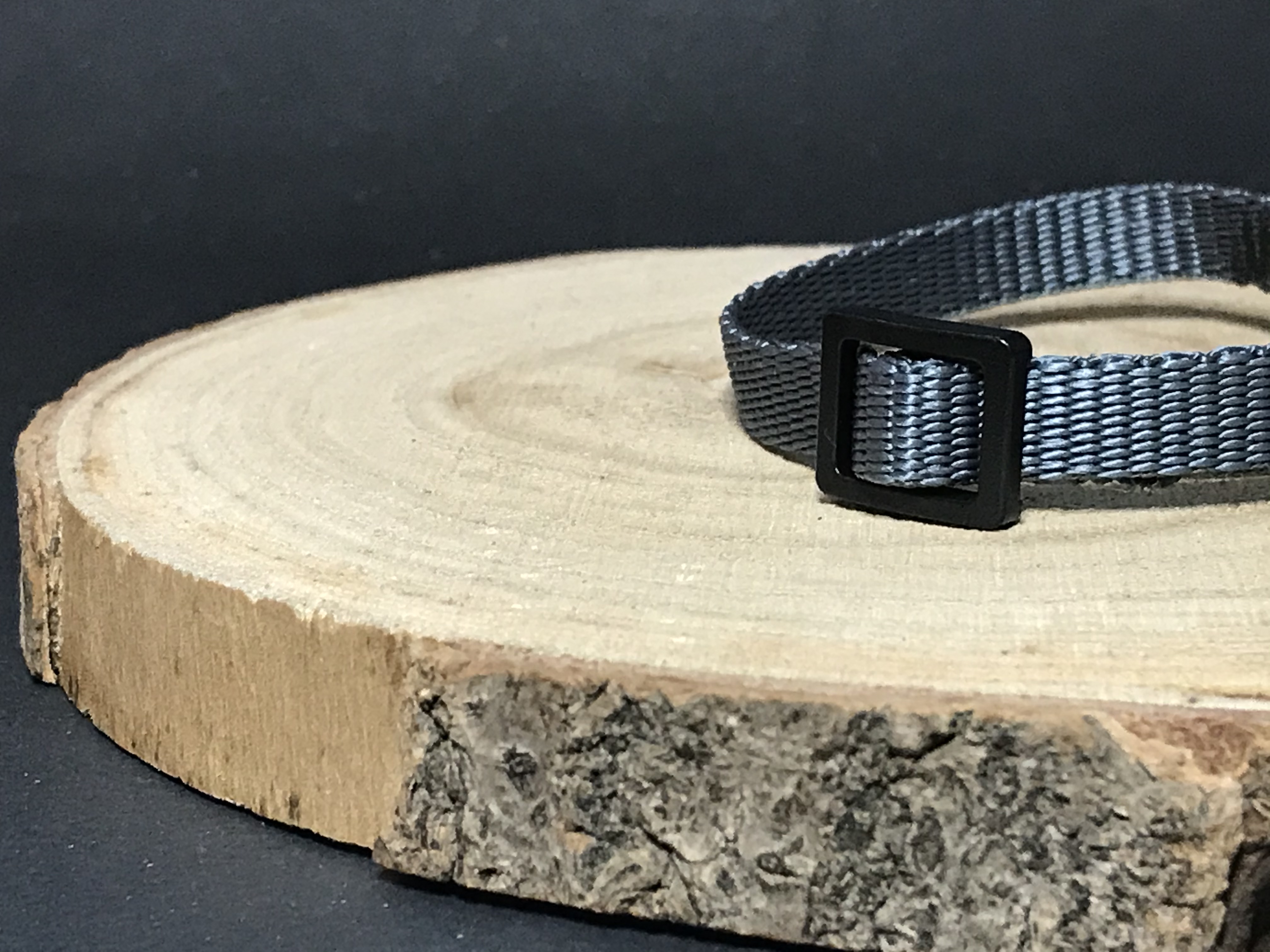 Palkar obojok z popruhu pre psov 25 cm x 10 mm sivá